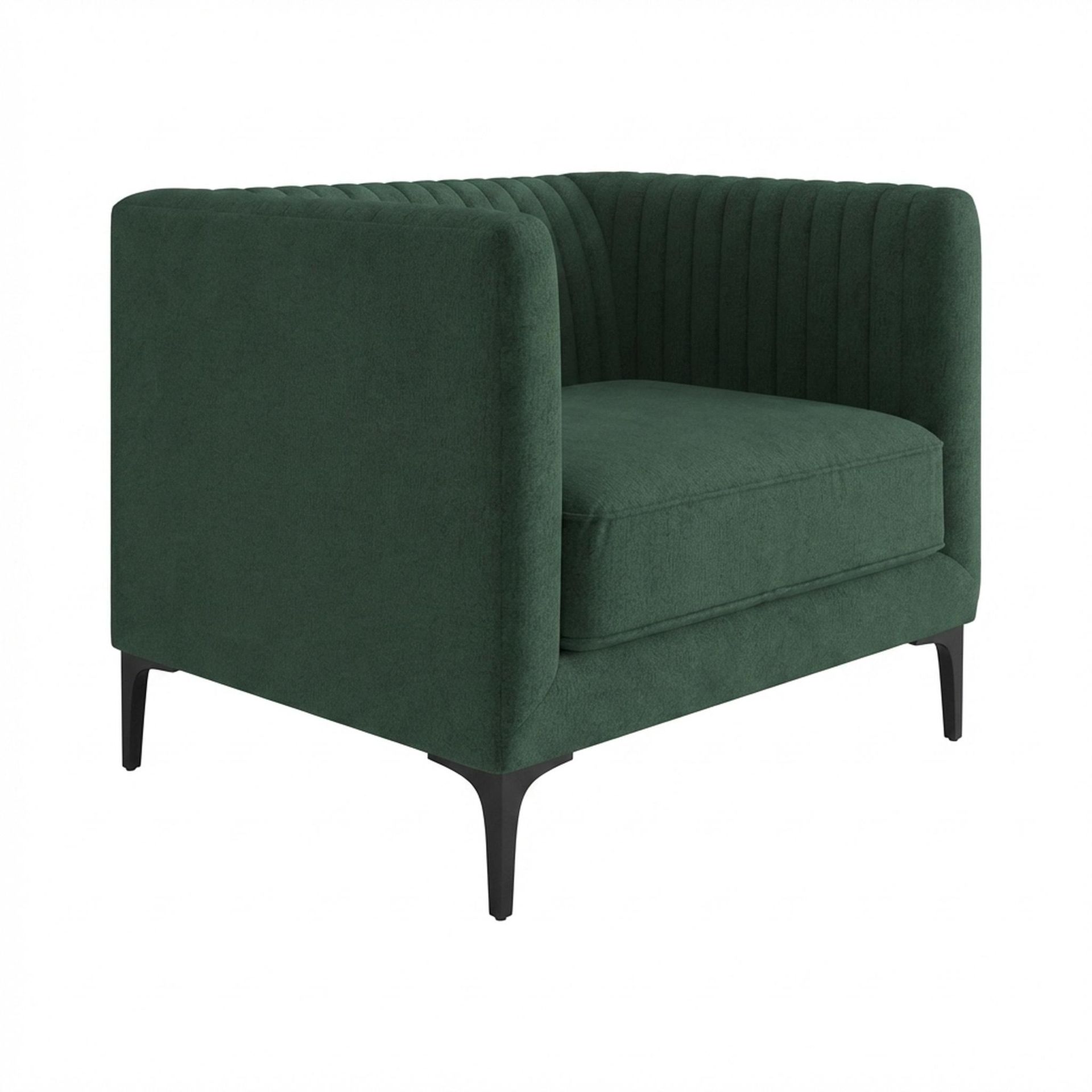 Hayden Home Premium Tokyo 1 Seater Sofa, Matt Black Leg, Premium Powder Green Upholstery