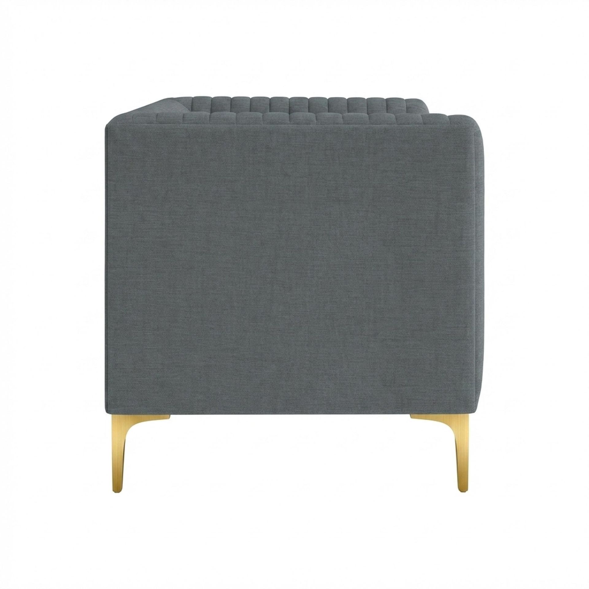 Hayden Home Premium Tokyo 1 Seater Sofa, PVD Brushed Gold Leg, Premium Steel Grey Upholstery