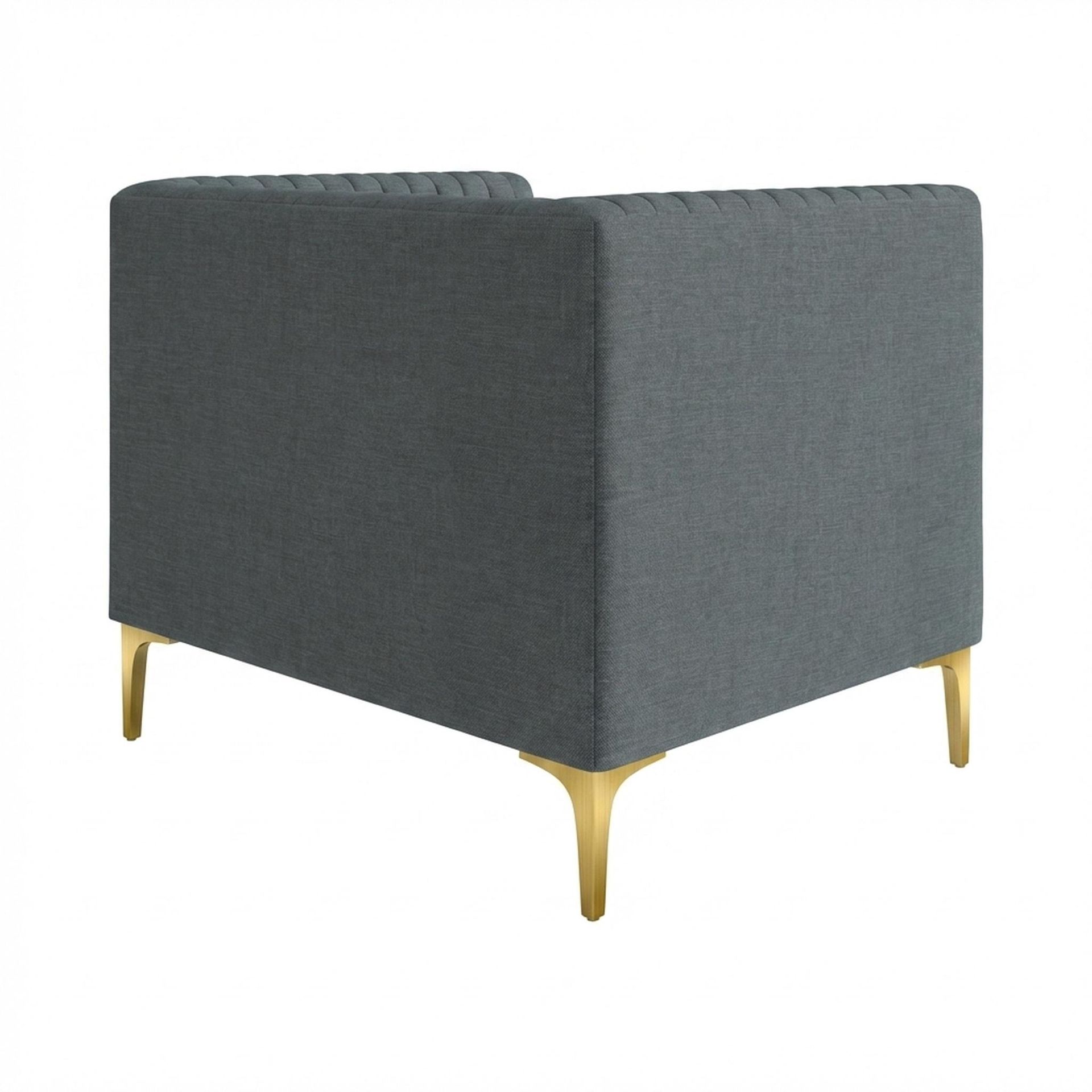 Hayden Home Premium Tokyo 1 Seater Sofa, PVD Brushed Gold Leg, Premium Steel Grey Upholstery