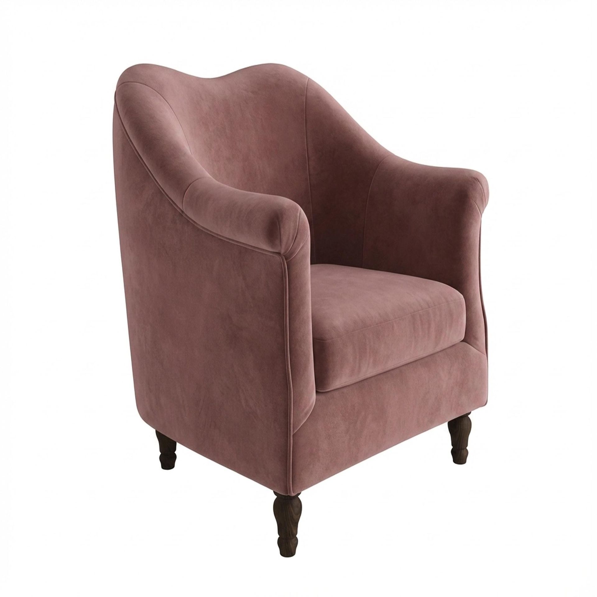 Hayden Home Premium Vienna 1 Seater Sofa, Coco Walnut Leg, Premium Ballet Pink Upholstery