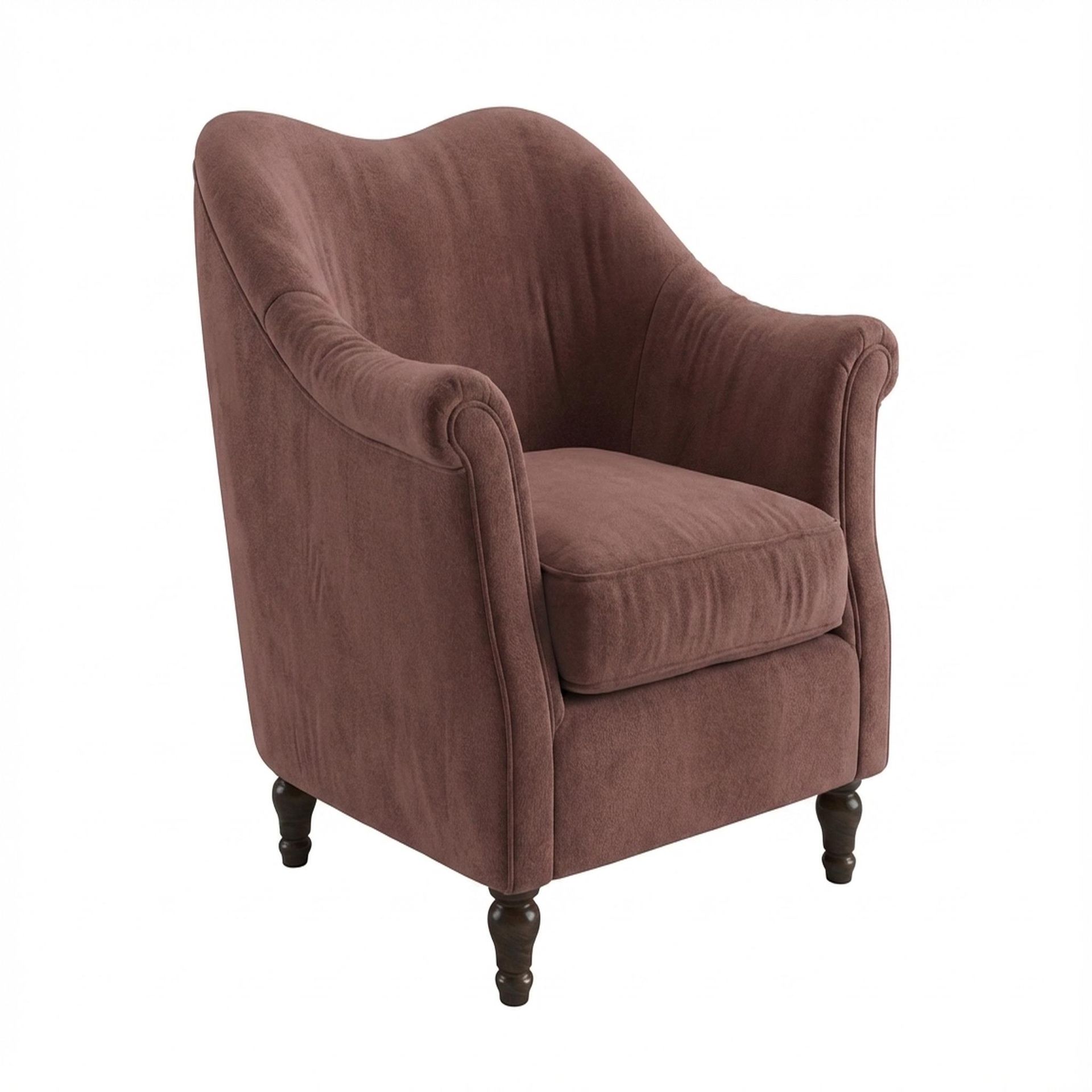 Hayden Home Premium Vienna 1 Seater Sofa, Coco Walnut Leg, Premium Ballet Pink Upholstery
