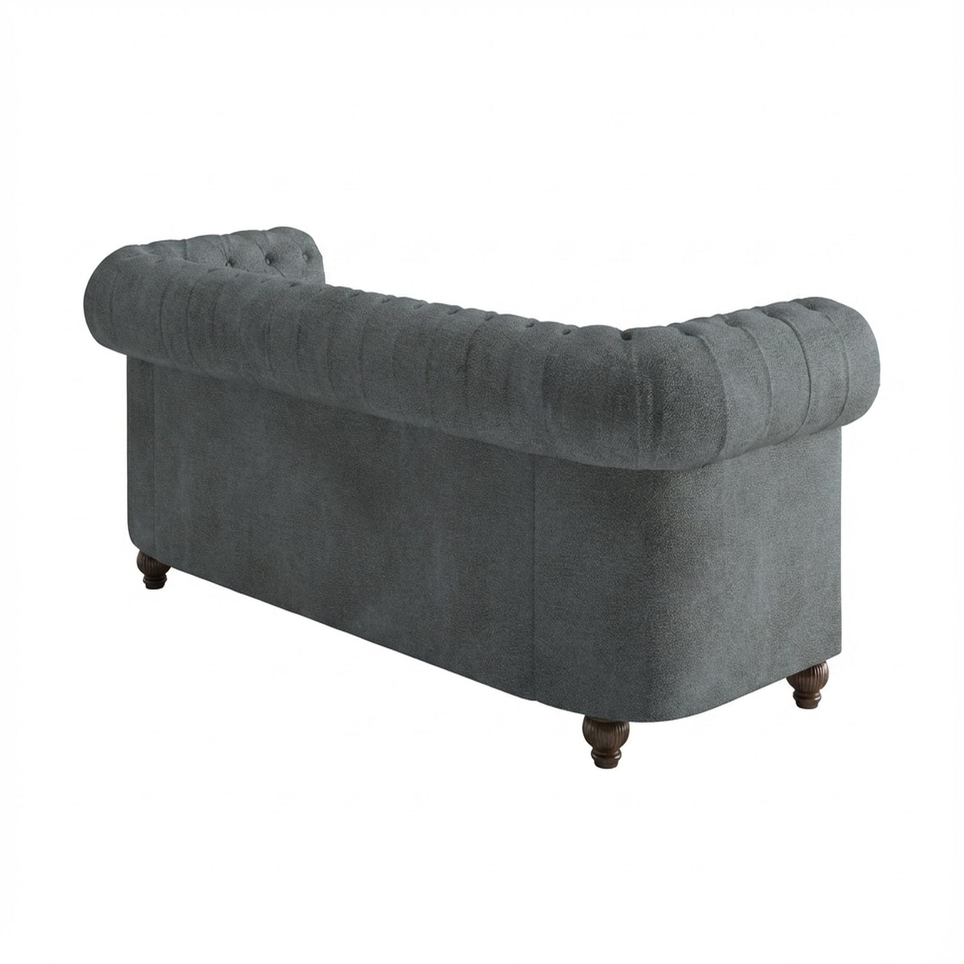Hayden Home Premium Windsor 3 Seater Sofa, Coco Walnut Leg, Premium Steel Grey Upholstery