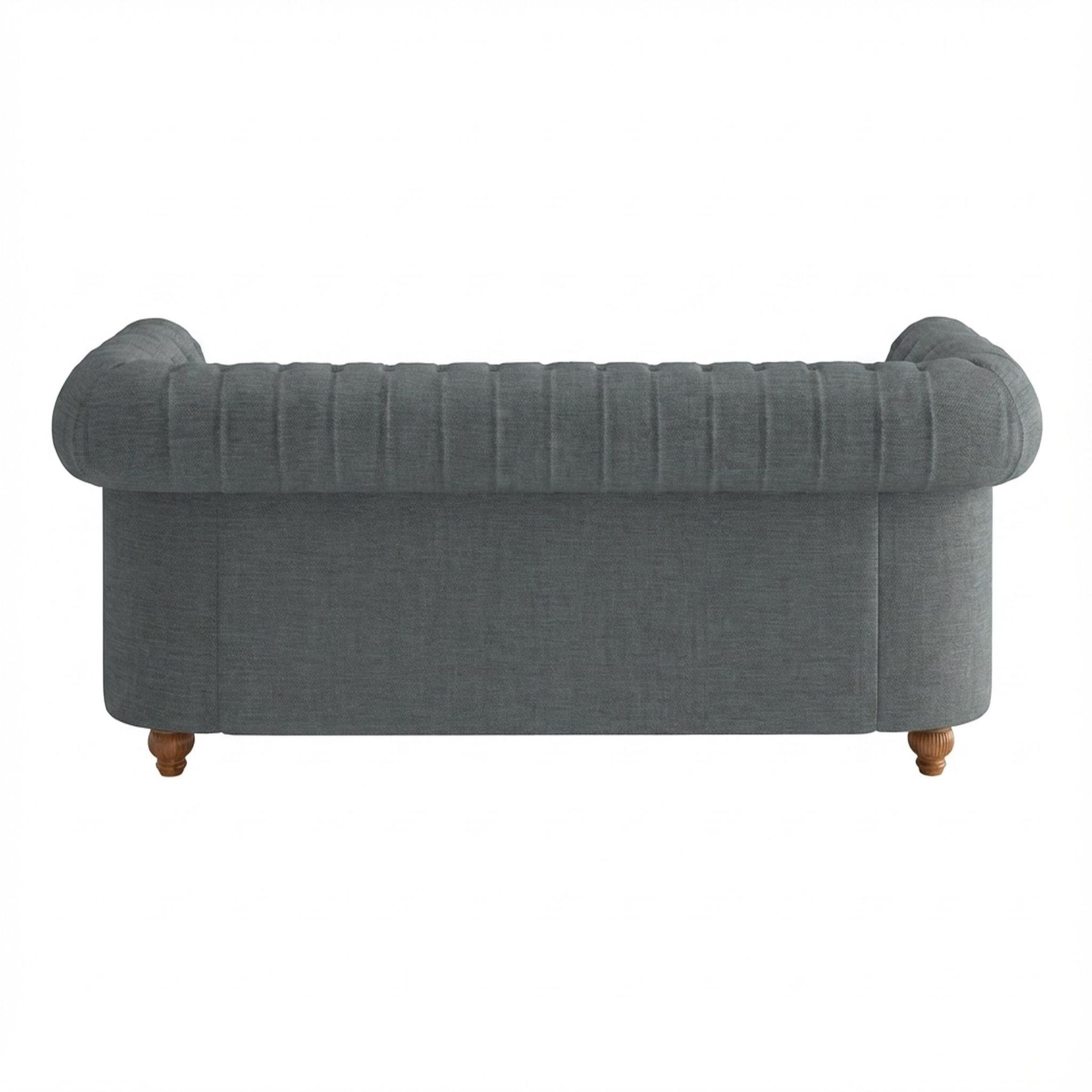 Hayden Home Premium Windsor 3 Seater Sofa, Warm Cedar Leg, Premium Steel Grey Upholstery