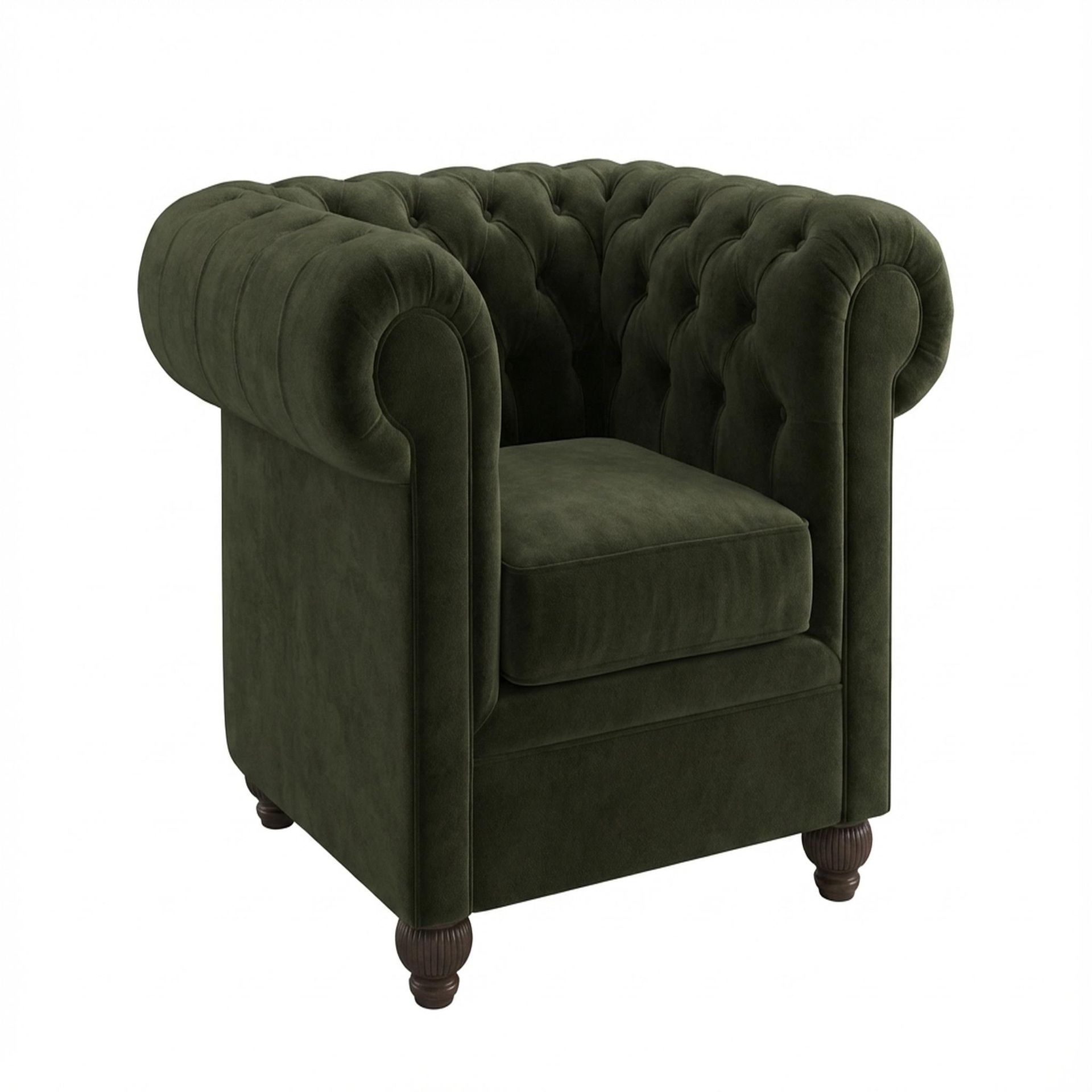 Hayden Home Premium Windsor 2 Seater Sofa, Coco Walnut Leg, Premium Emerald Upholstery