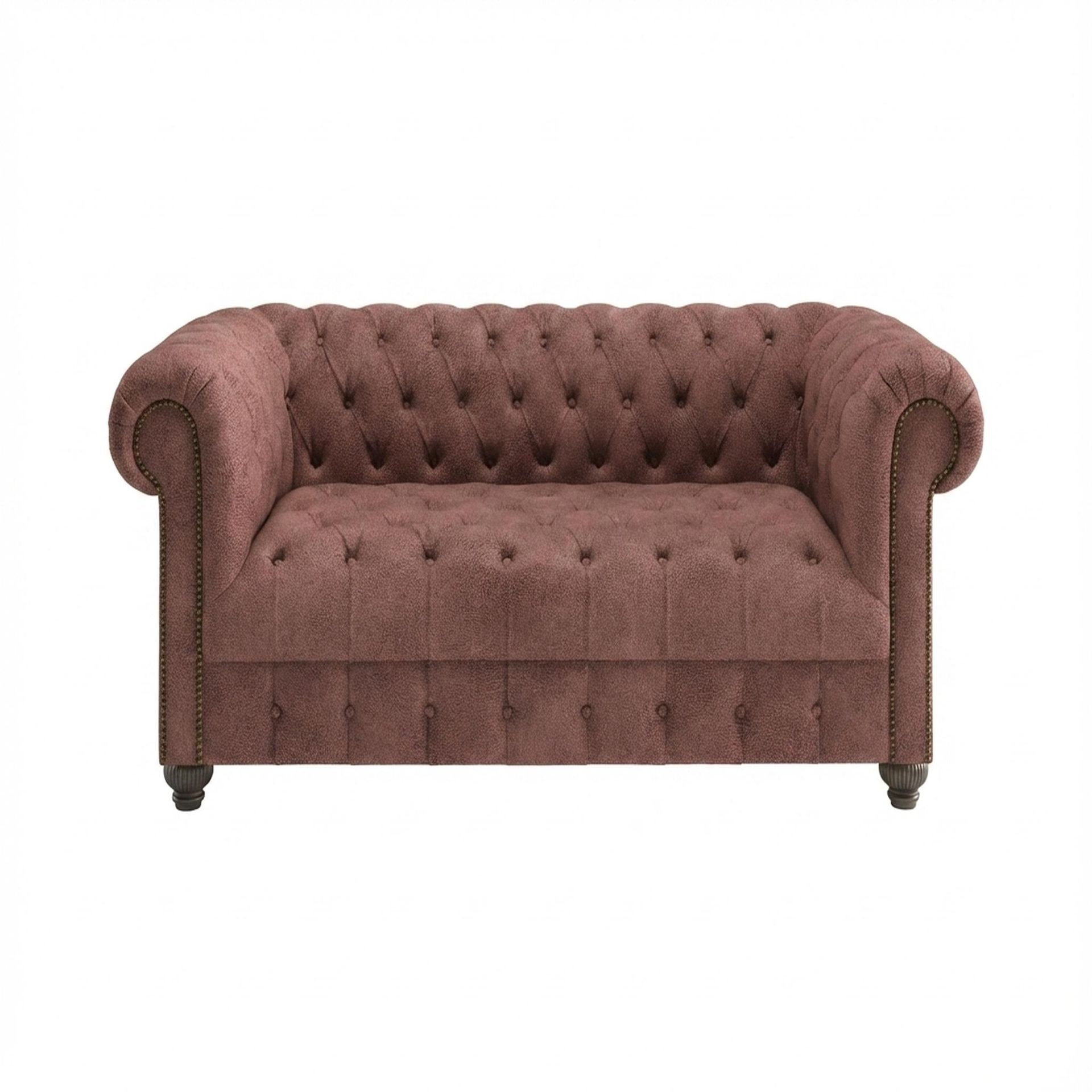 Hayden Home Premium Windsor 2 Seater Sofa, Coco Walnut Leg, Premium Ballet Pink Upholstery