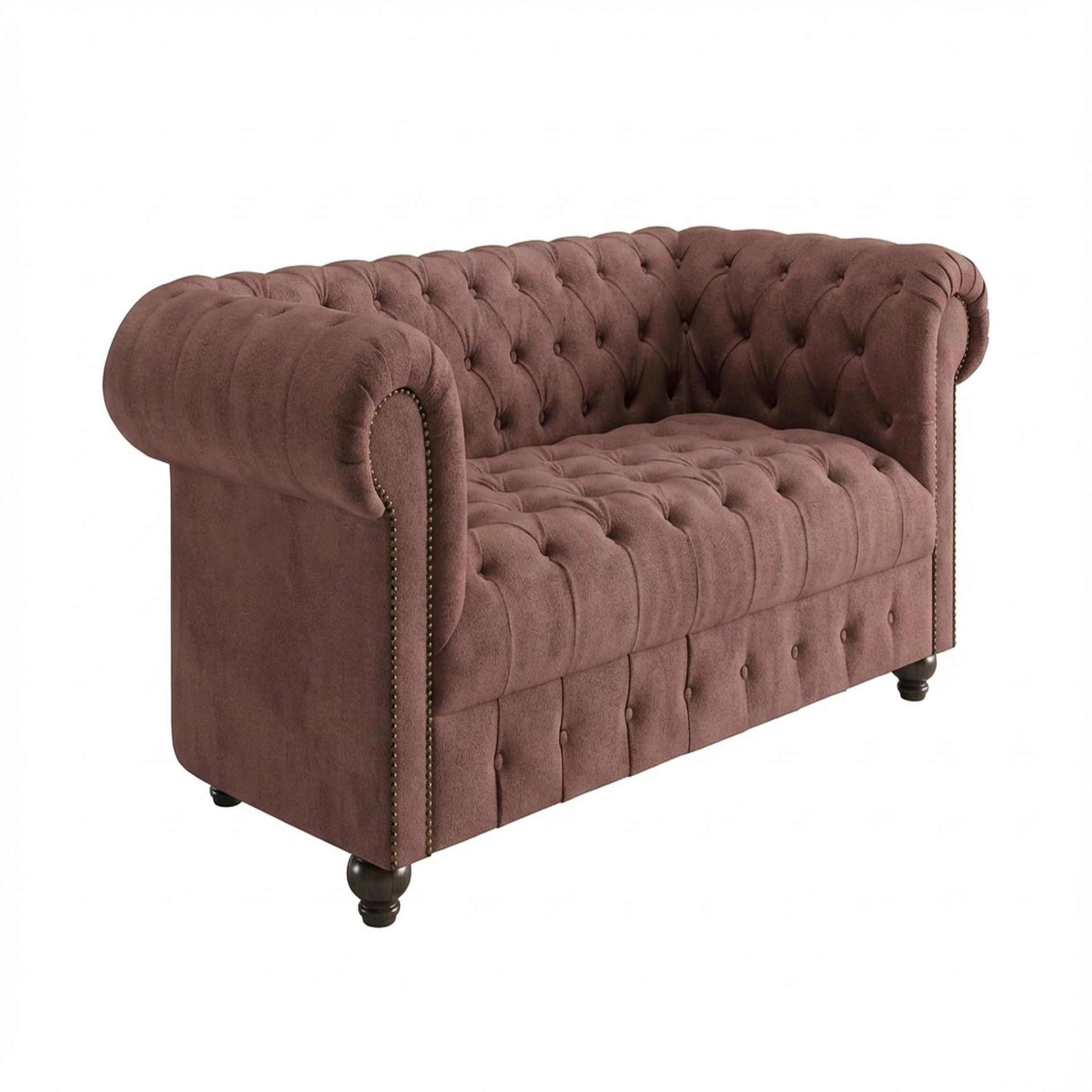 Hayden Home Premium Windsor 2 Seater Sofa, Coco Walnut Leg, Premium Ballet Pink Upholstery