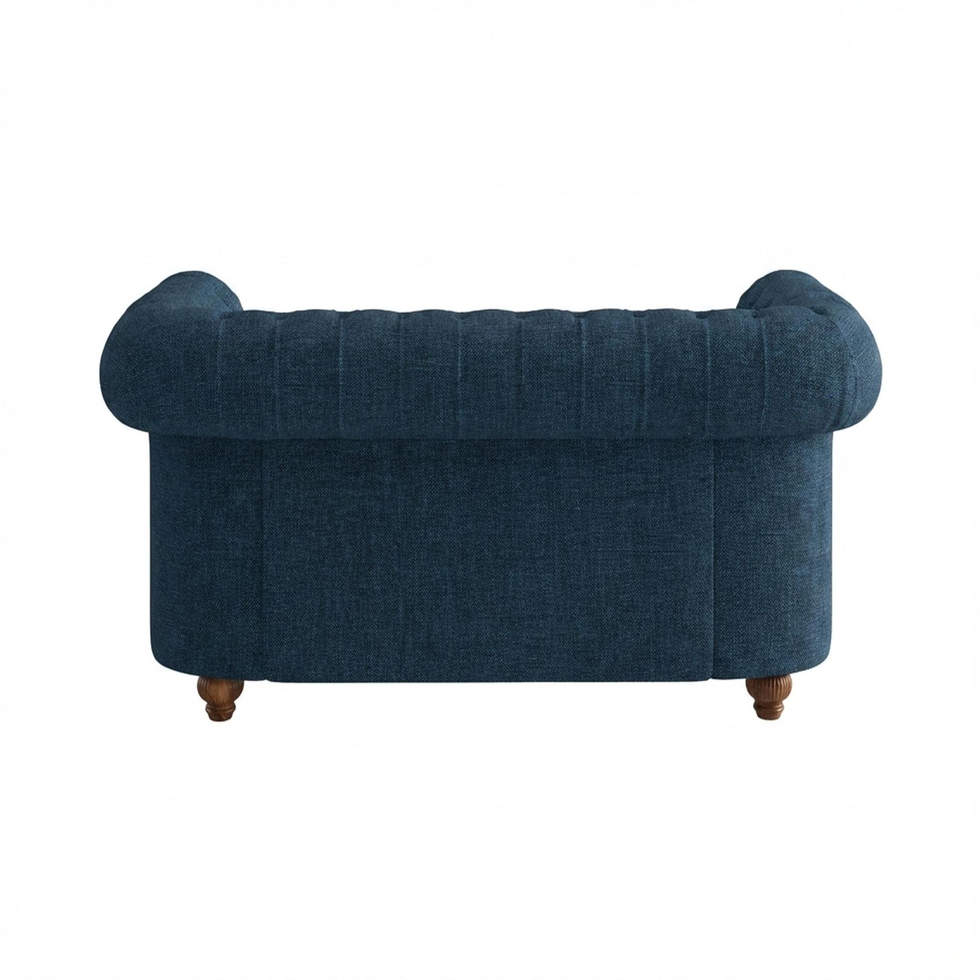 Hayden Home Premium Windsor 2 Seater Sofa, Warm Cedar Leg, Premium Steel Blue Upholstery