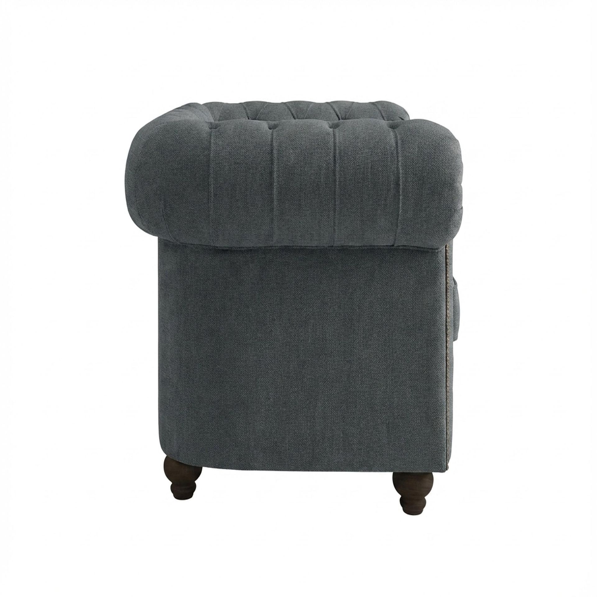 Hayden Home Premium Windsor 1 Seater Sofa, Coco Walnut Leg, Premium Fog Grey Upholstery