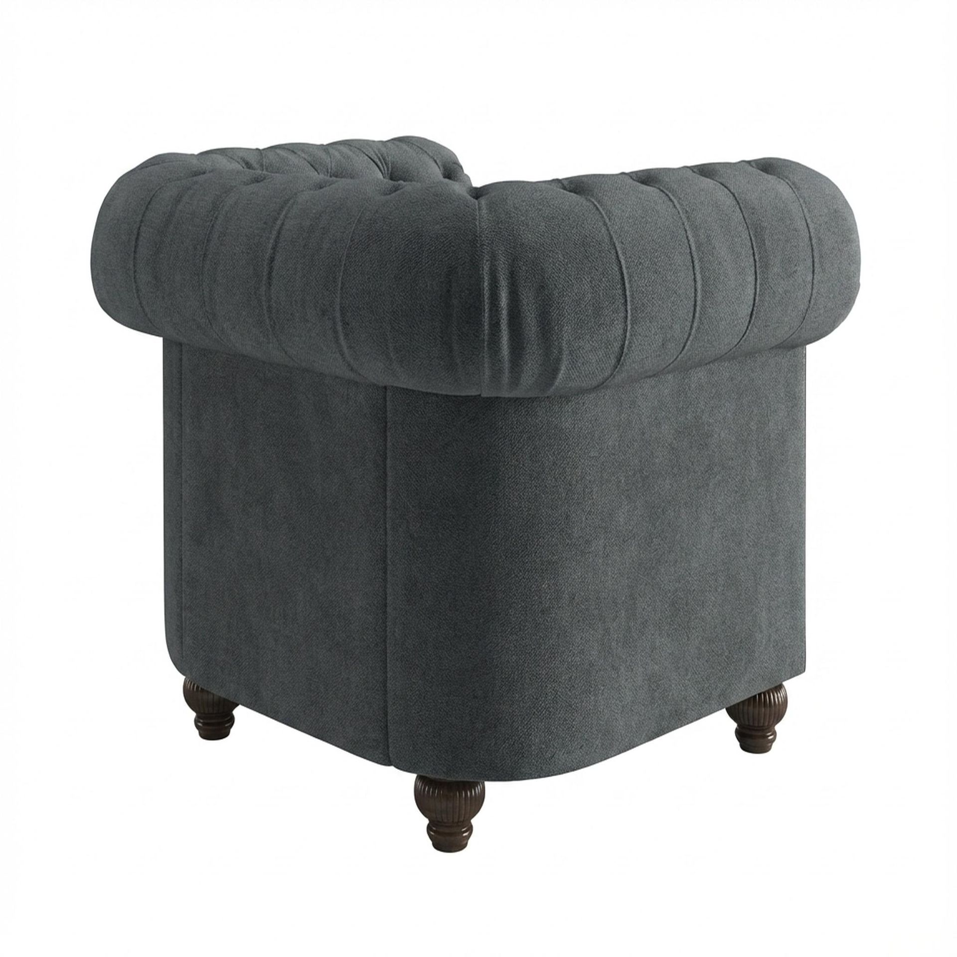 Hayden Home Premium Windsor 1 Seater Sofa, Coco Walnut Leg, Premium Fog Grey Upholstery