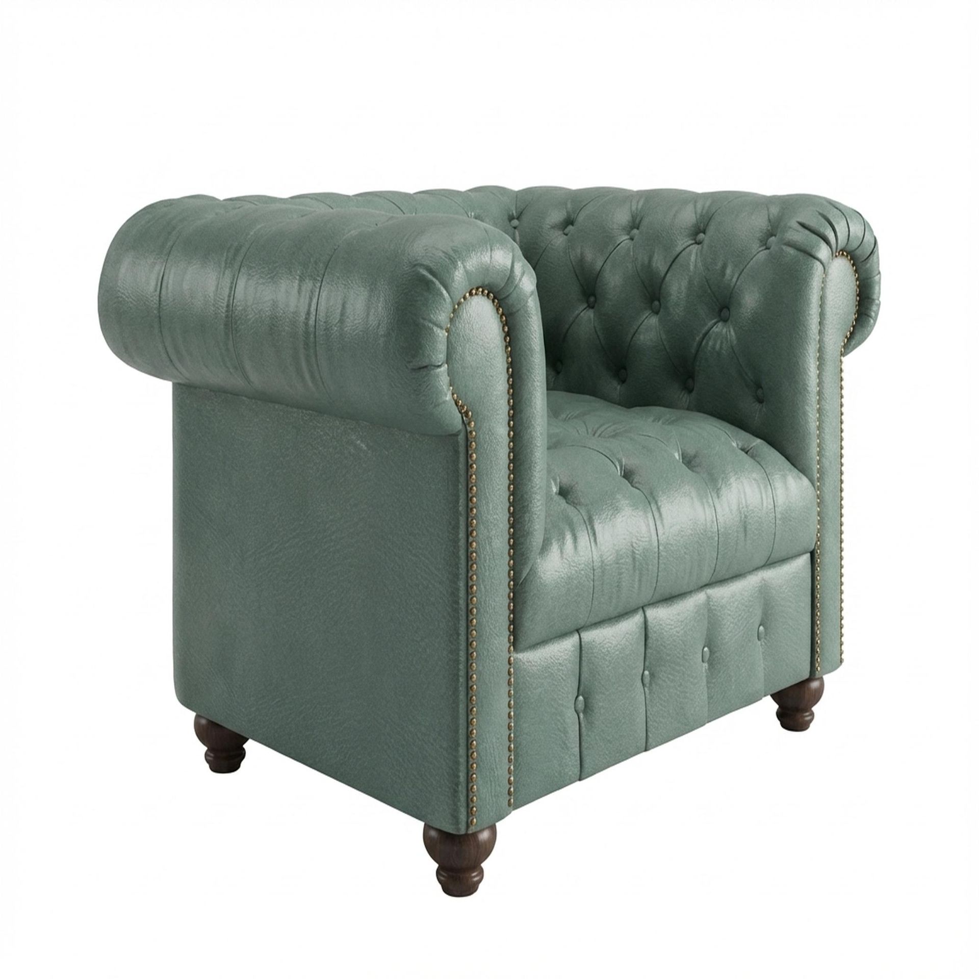 Hayden Home Premium Windsor 1 Seater Sofa, Coco Walnut Leg, Premium Mint Green Upholstery