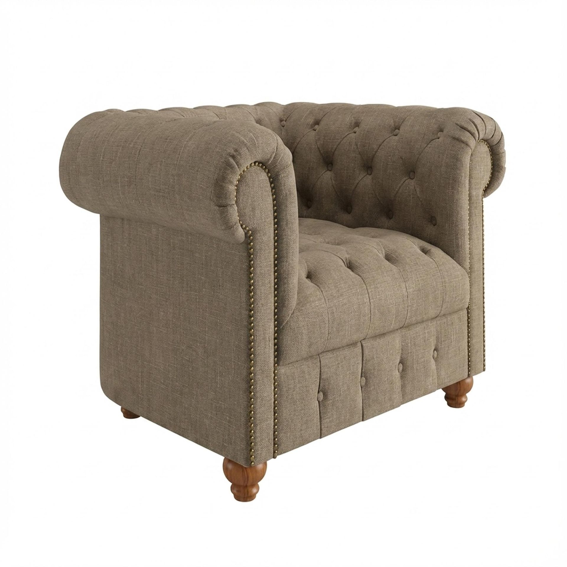 Hayden Home Premium Windsor 1 Seater Sofa, Warm Cedar Leg, Premium Dusky Biege Upholstery