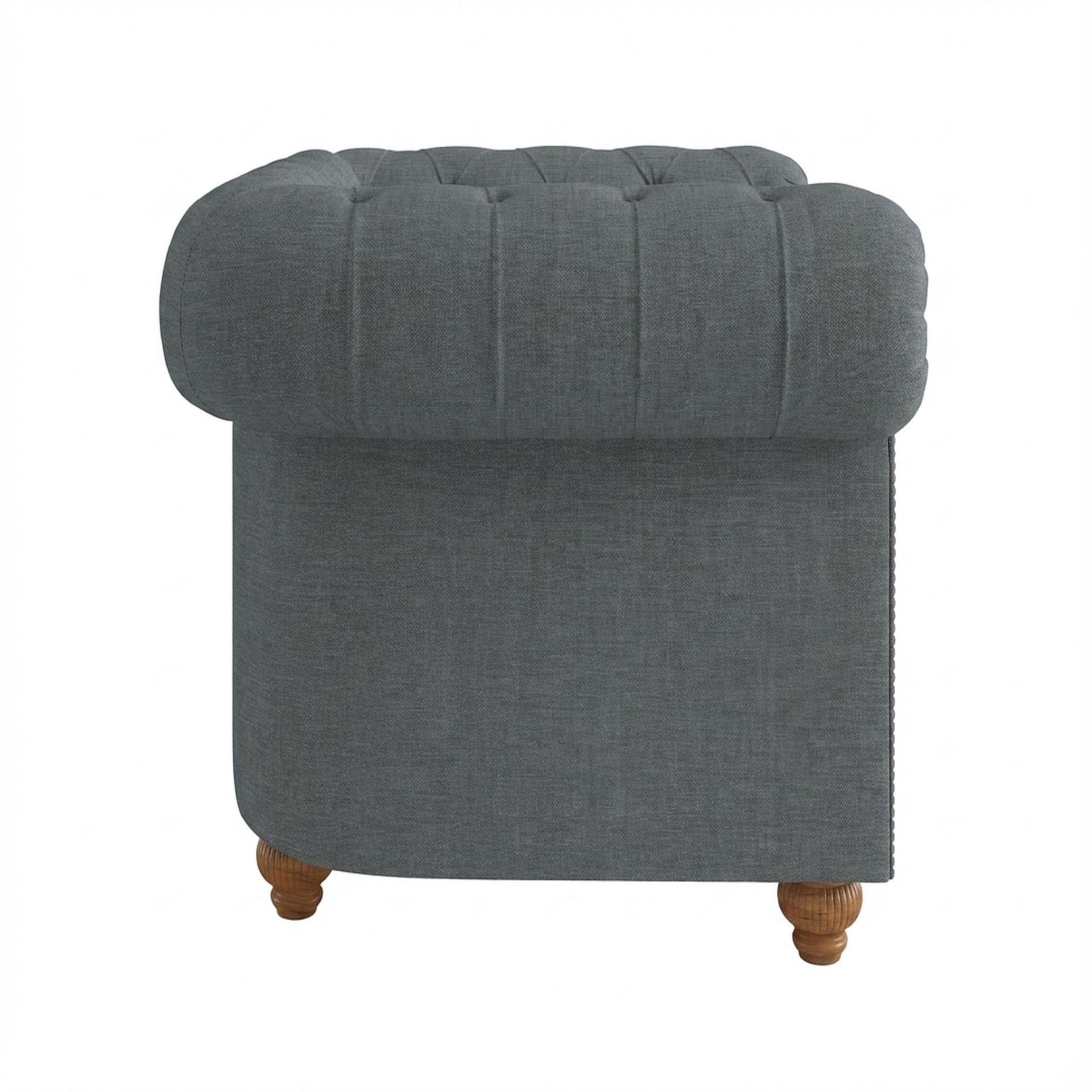 Hayden Home Premium Windsor 1 Seater Sofa, Warm Cedar Leg, Premium Steel Grey Upholstery