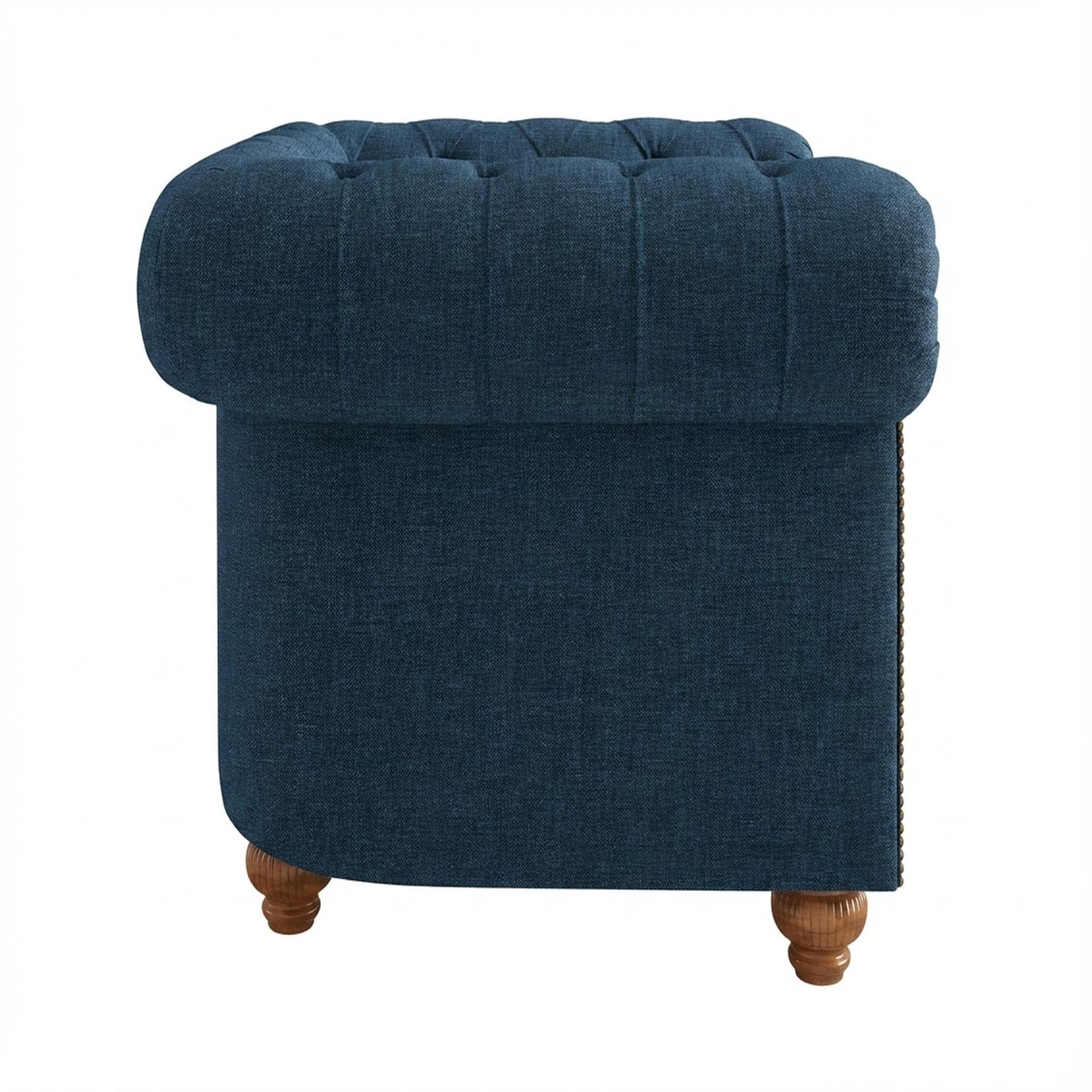 Hayden Home Premium Windsor 1 Seater Sofa, Warm Cedar Leg, Premium Steel Blue Upholstery