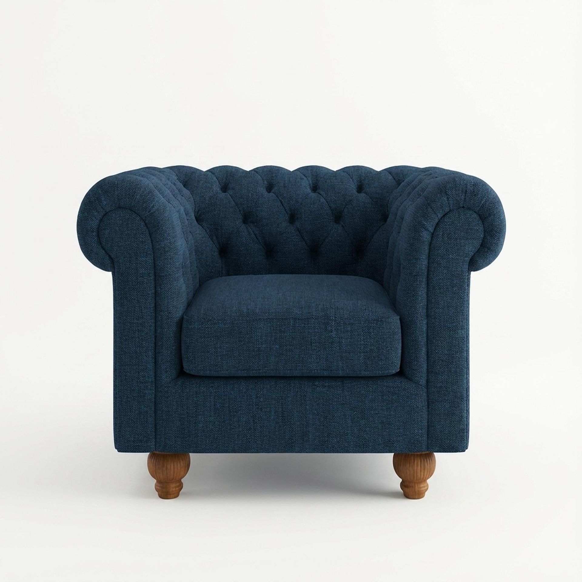 Hayden Home Premium Windsor 1 Seater Sofa, Warm Cedar Leg, Premium Steel Blue Upholstery