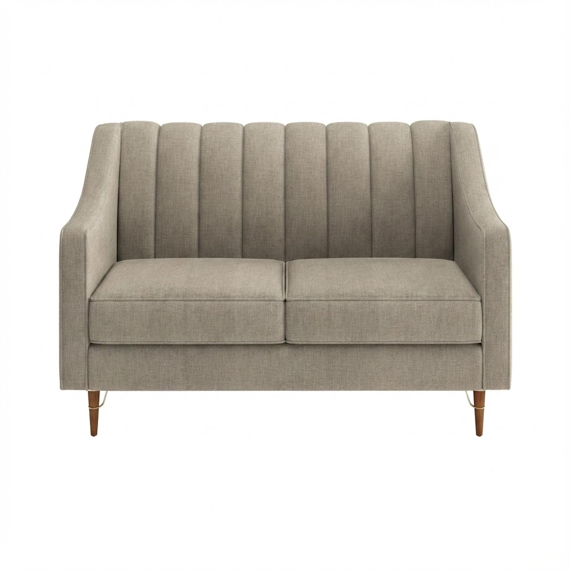 Hayden Home Premium Zurich 2 Seater Sofa, Warm Cedar Leg, Premium Dusky Biege Upholstery