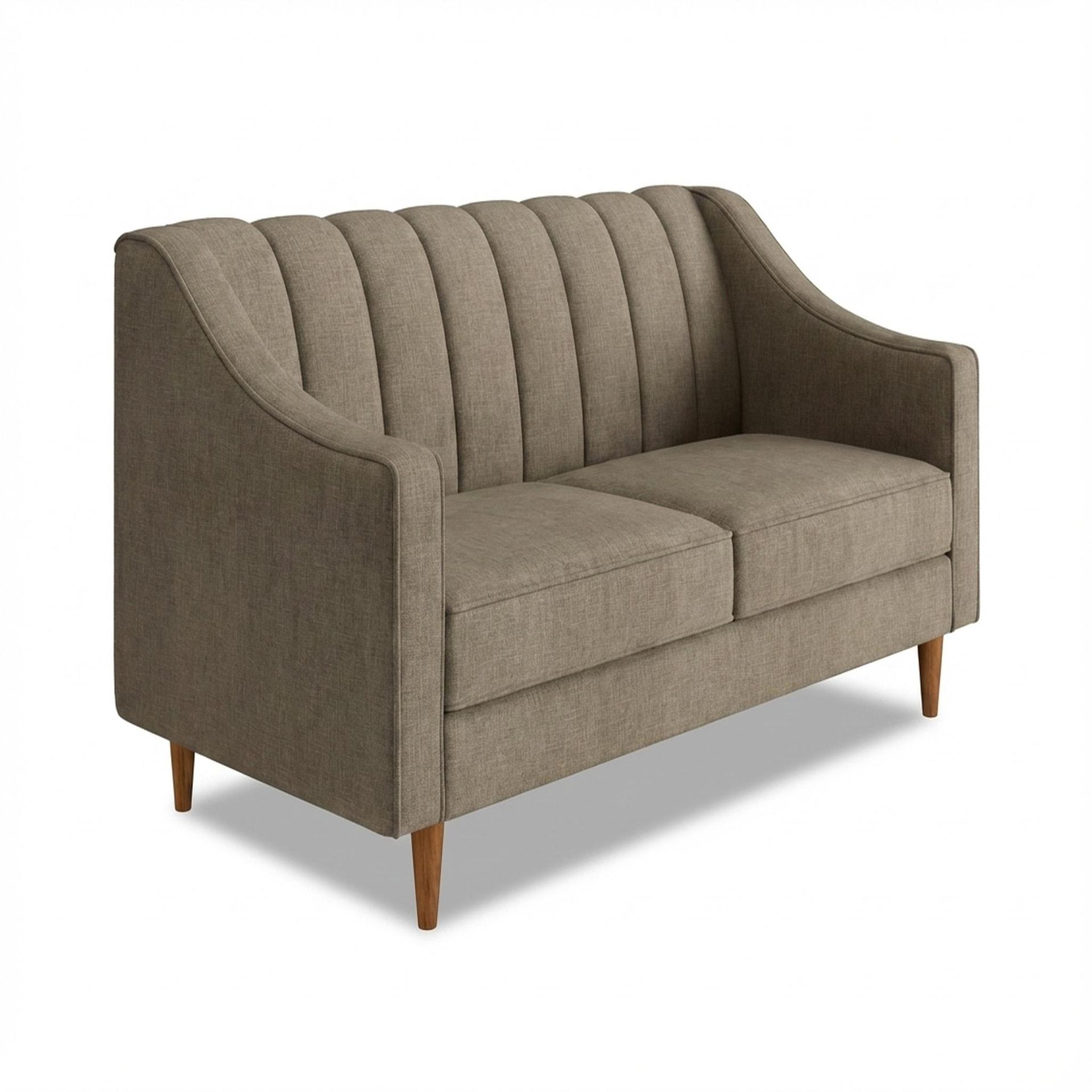 Hayden Home Premium Zurich 2 Seater Sofa, Warm Cedar Leg, Premium Dusky Biege Upholstery