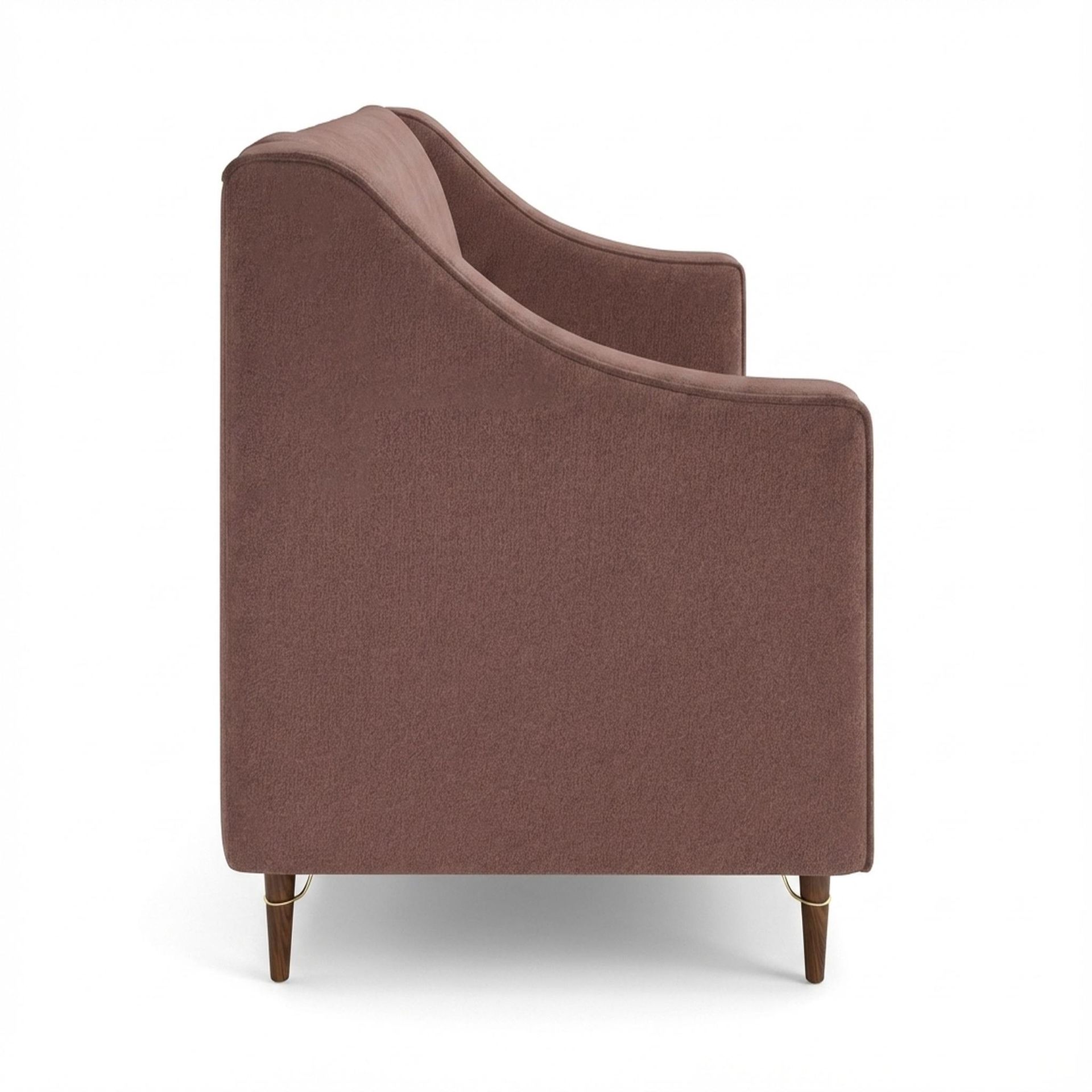 Hayden Home Premium Zurich 2 Seater Sofa, Warm Cedar Leg, Premium Ballet Pink Upholstery