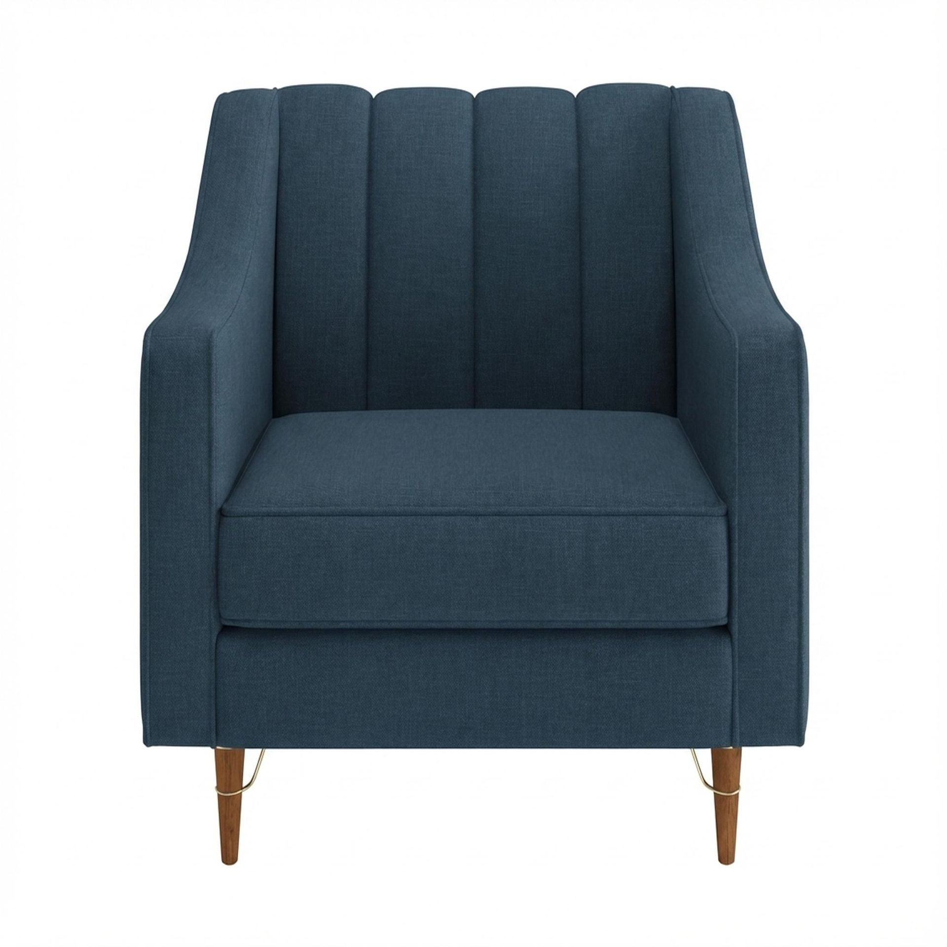 Hayden Home Premium Zurich 1 Seater Sofa, Warm Cedar Leg, Essential Aegean Blue Upholstery