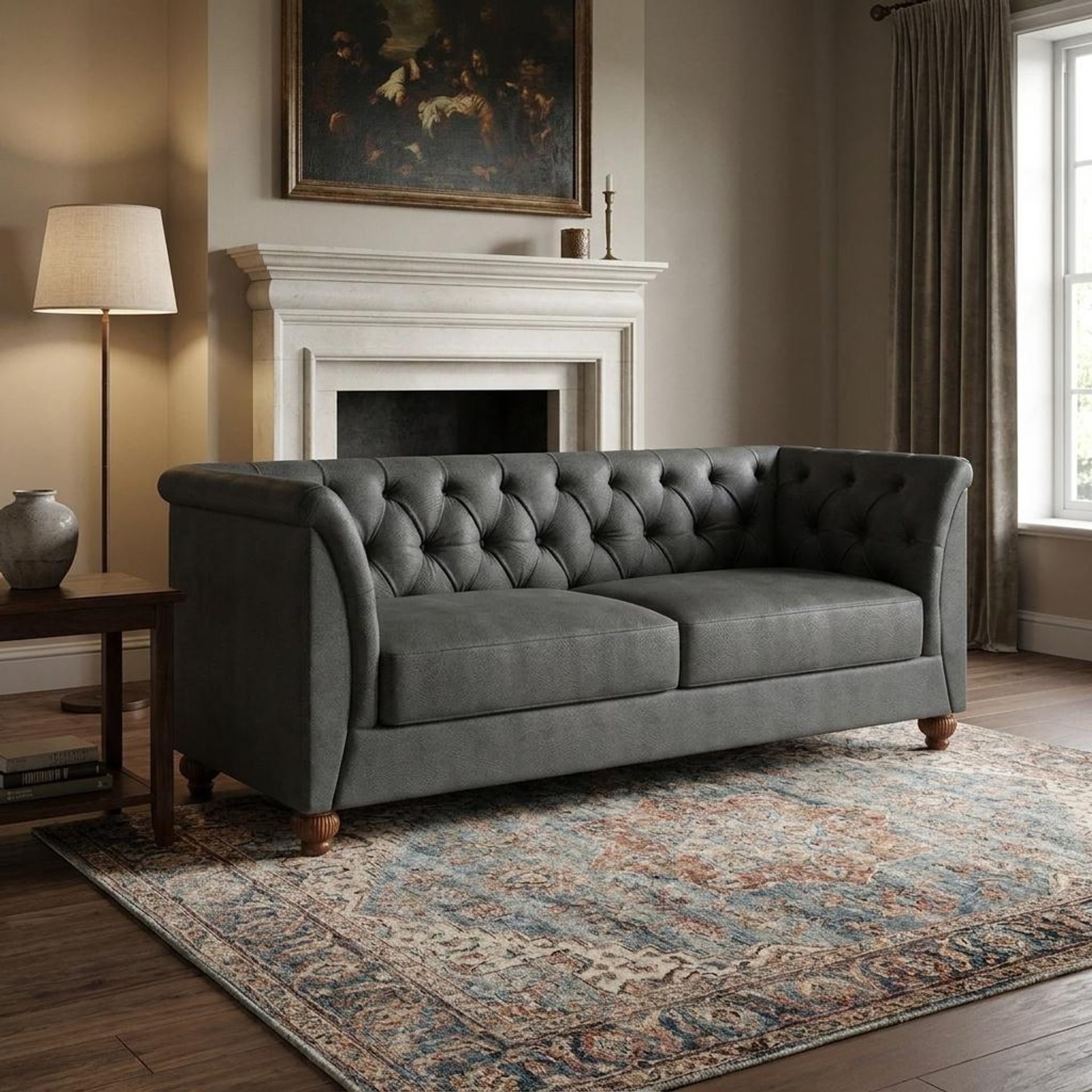 Hayden Home Premium Victoria 3 Seater Sofa, Warm Cedar Leg, Essential Frost Upholstery