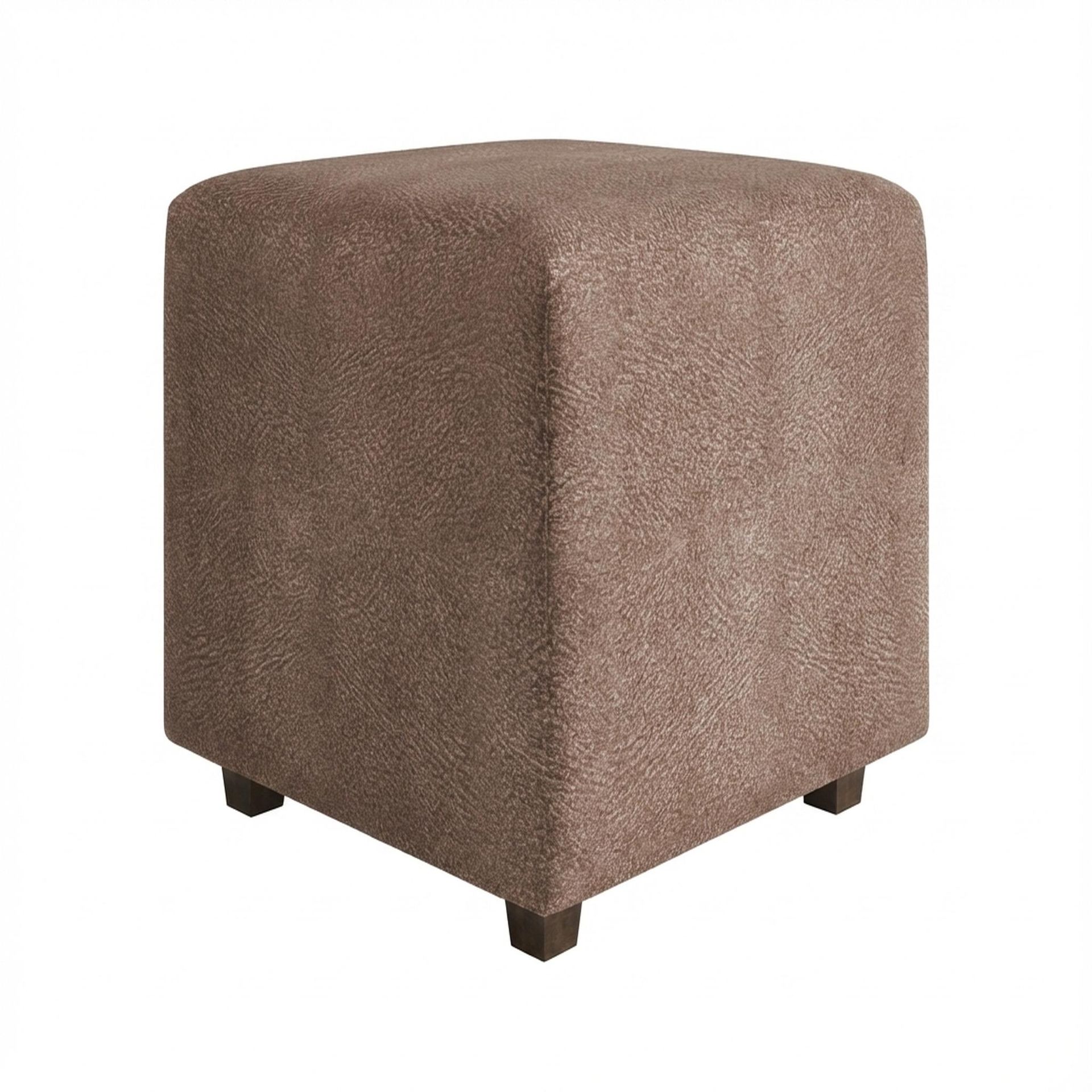 Hayden Home Premium Wooden Square Pouf, Coco Walnut Legs, Essential Ballet Slipper Upholstery