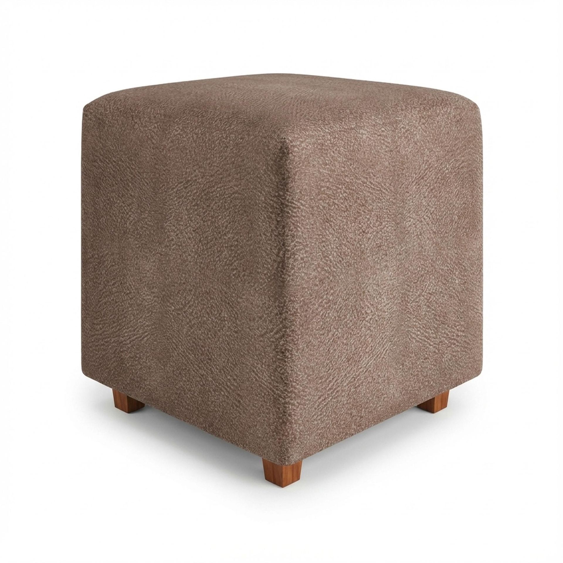 Hayden Home Premium Wooden Square Pouf, Warm Cedar Legs, Essential Ballet Slipper Upholstery
