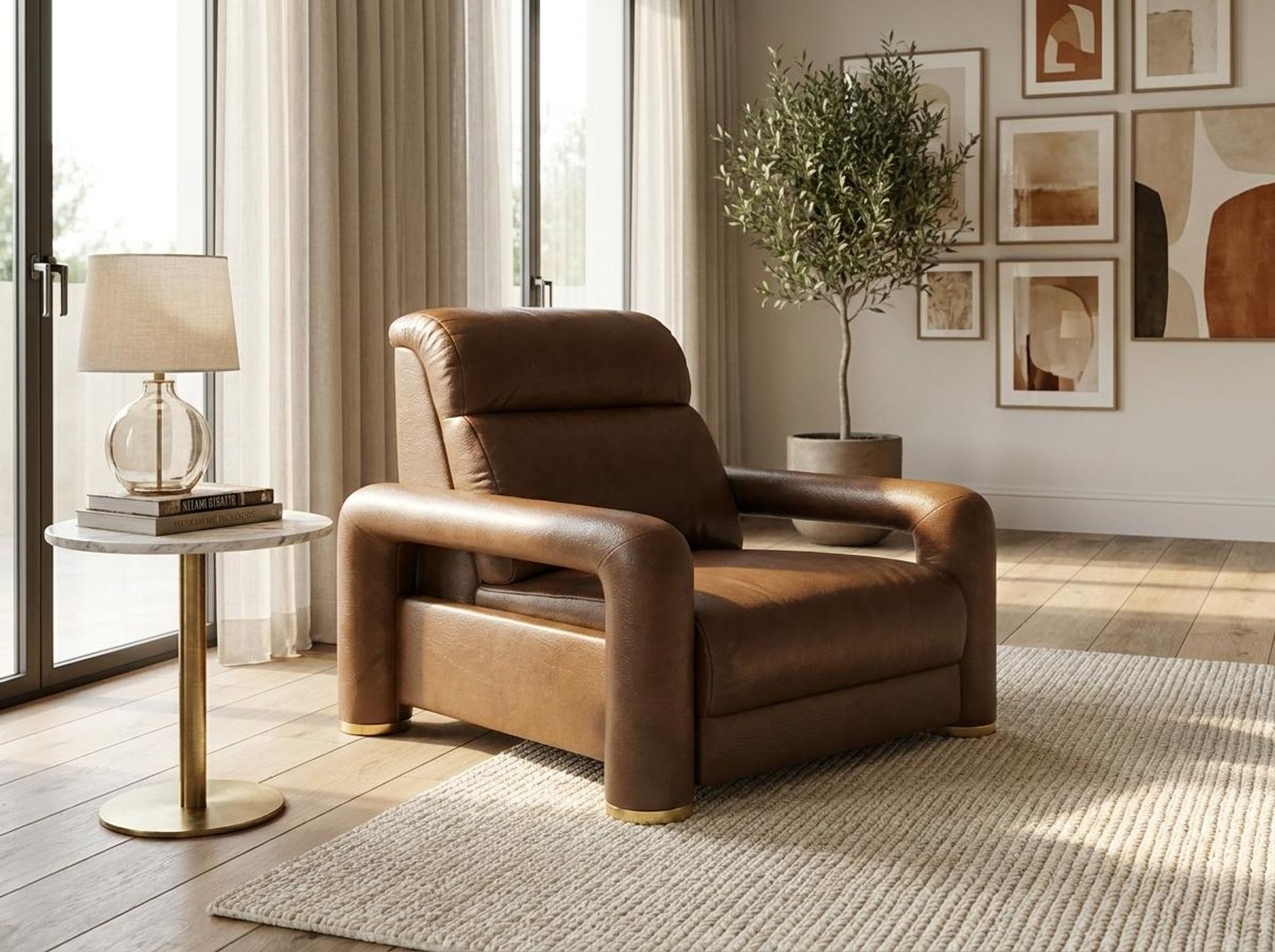 Hinata New Recliner, Electric, Cocoa Velvet Vegan Leather