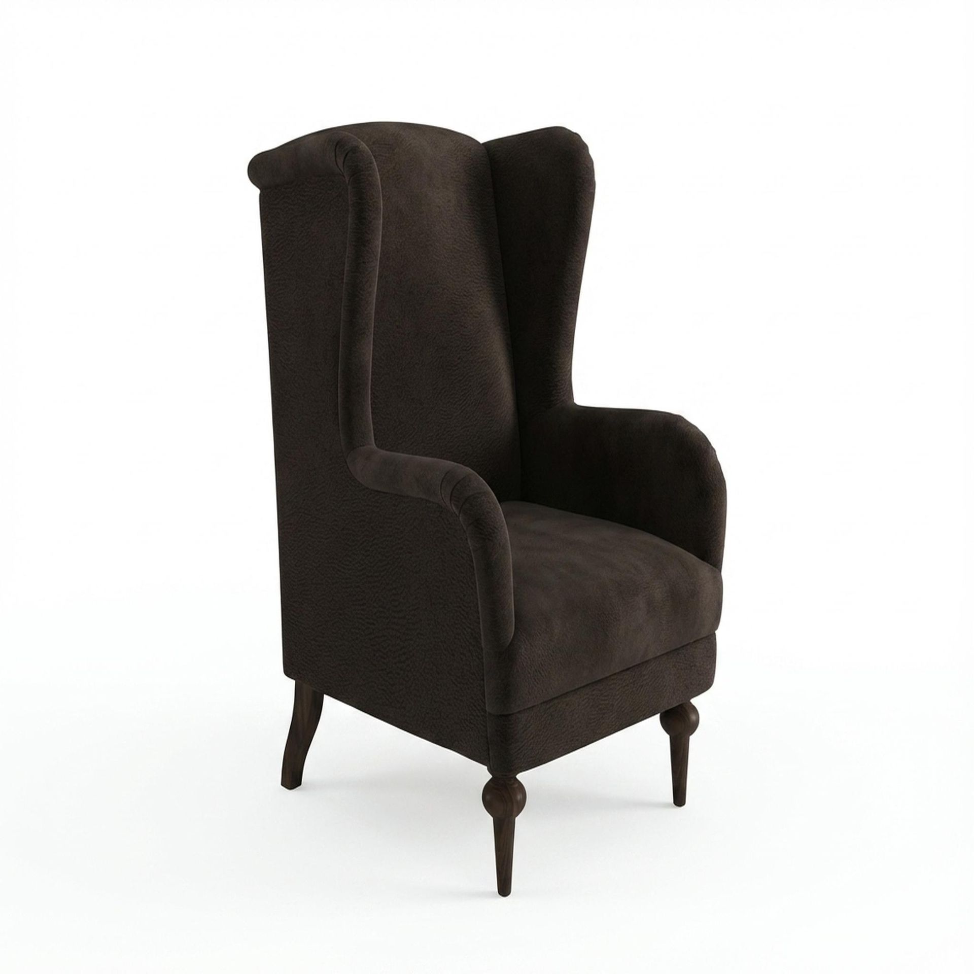 Lydia Accent Chair, Coco Walnut Legs Essential Beige Brown Upholstery
