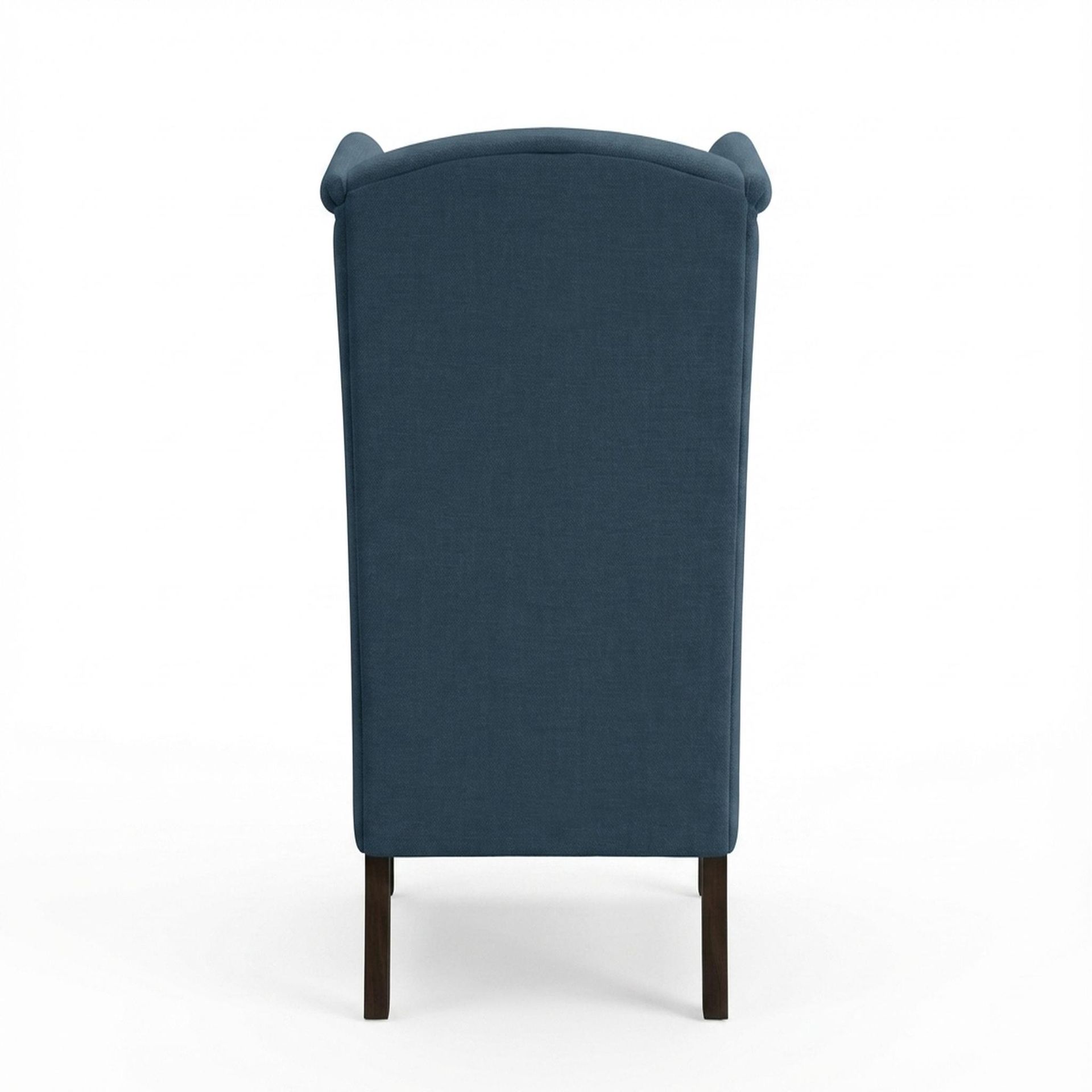 Lydia Accent Chair, Coco Walnut Legs Essential Aegean Blue Upholstery