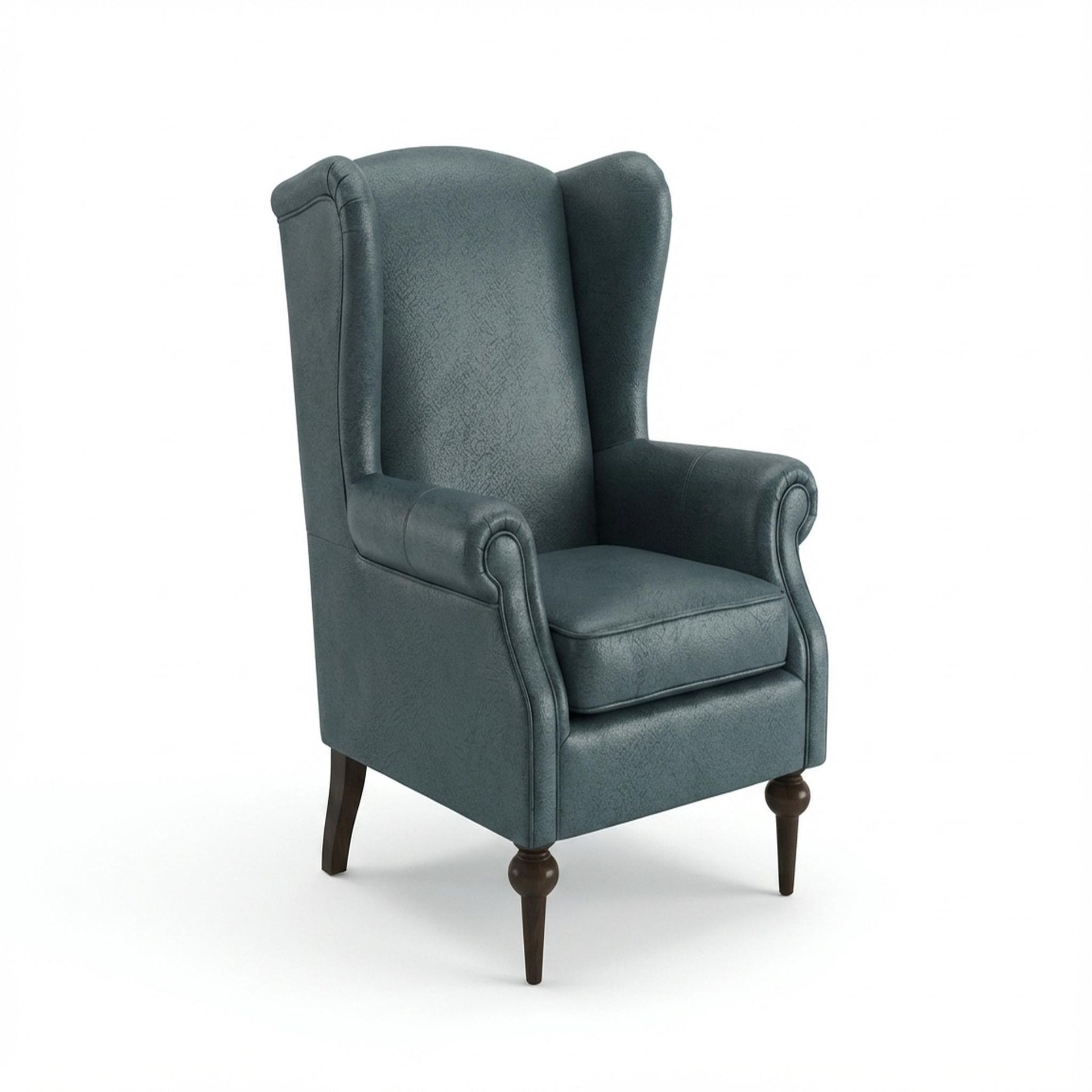 Lydia Accent Chair, Coco Walnut Legs Essential Teal Mist Upholstery