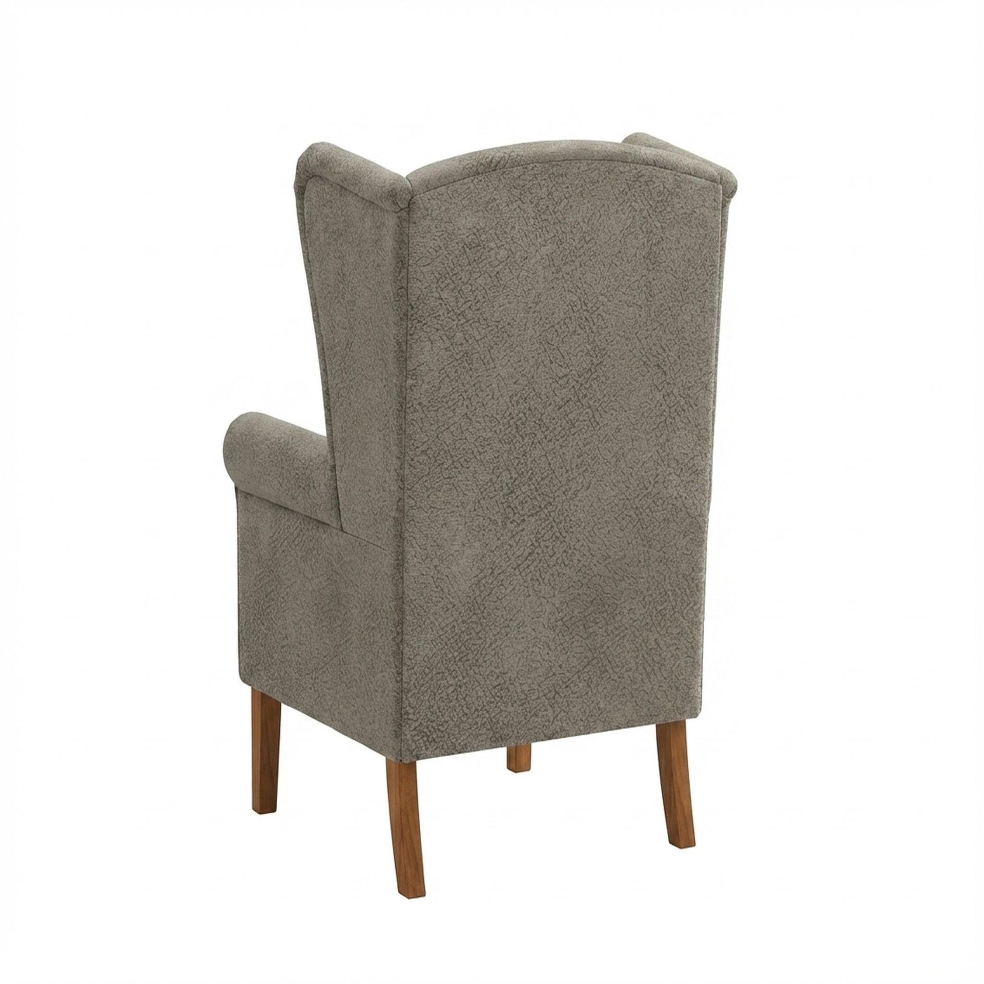 Lydia Accent Chair, Warm Cedar Legs Essential Biscuit Upholstery