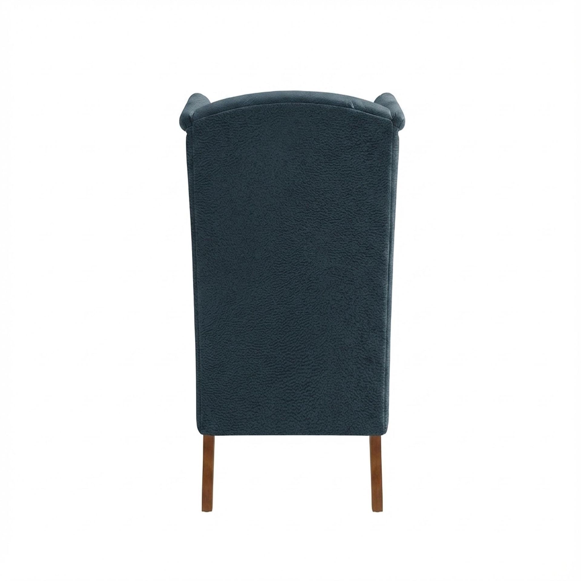 Lydia Accent Chair, Warm Cedar Legs Essential Vintage Blue Upholstery