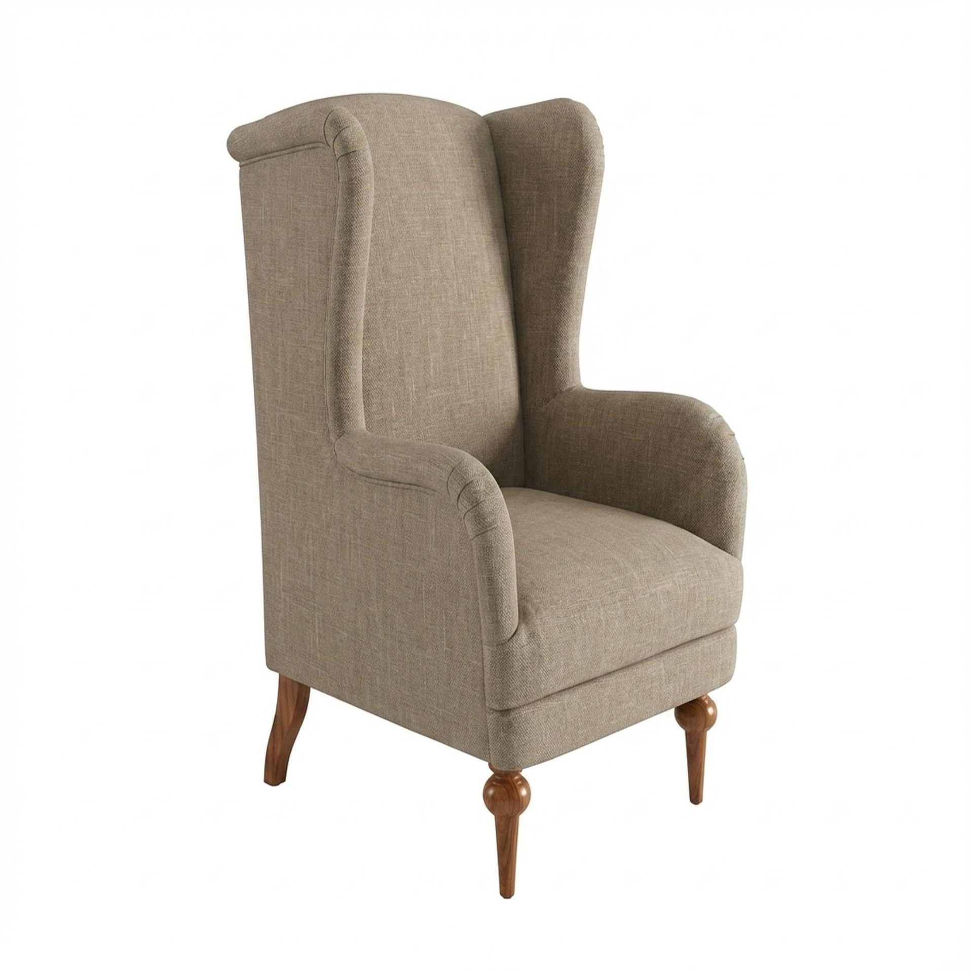 Lydia Accent Chair, Warm Cedar Legs Premium Dusky Biege Upholstery