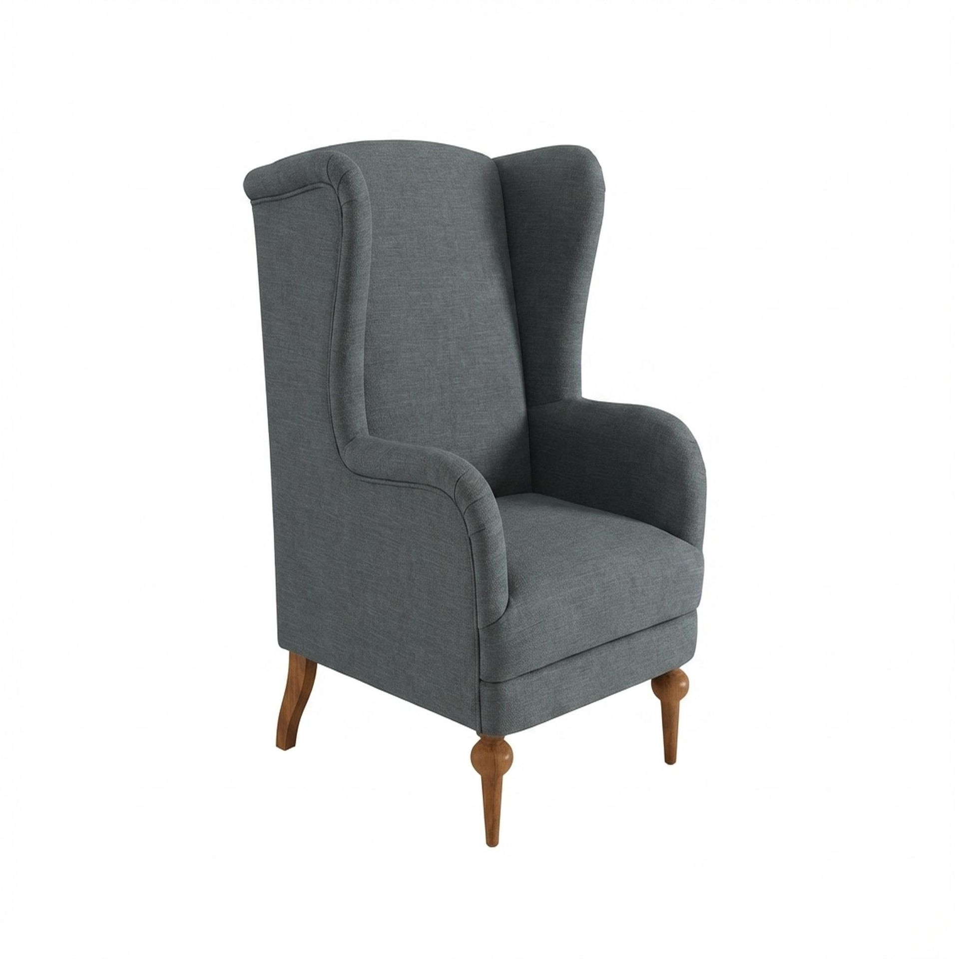 Lydia Accent Chair, Warm Cedar Legs Premium Steel Grey Upholstery