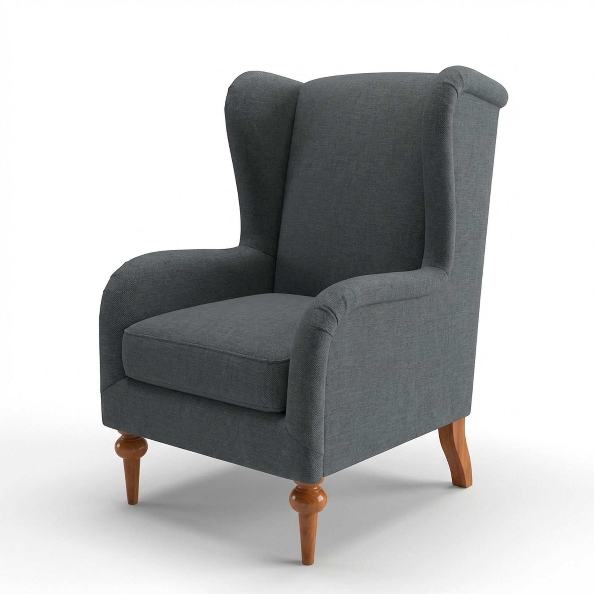 Lydia Accent Chair, Warm Cedar Legs Premium Steel Grey Upholstery