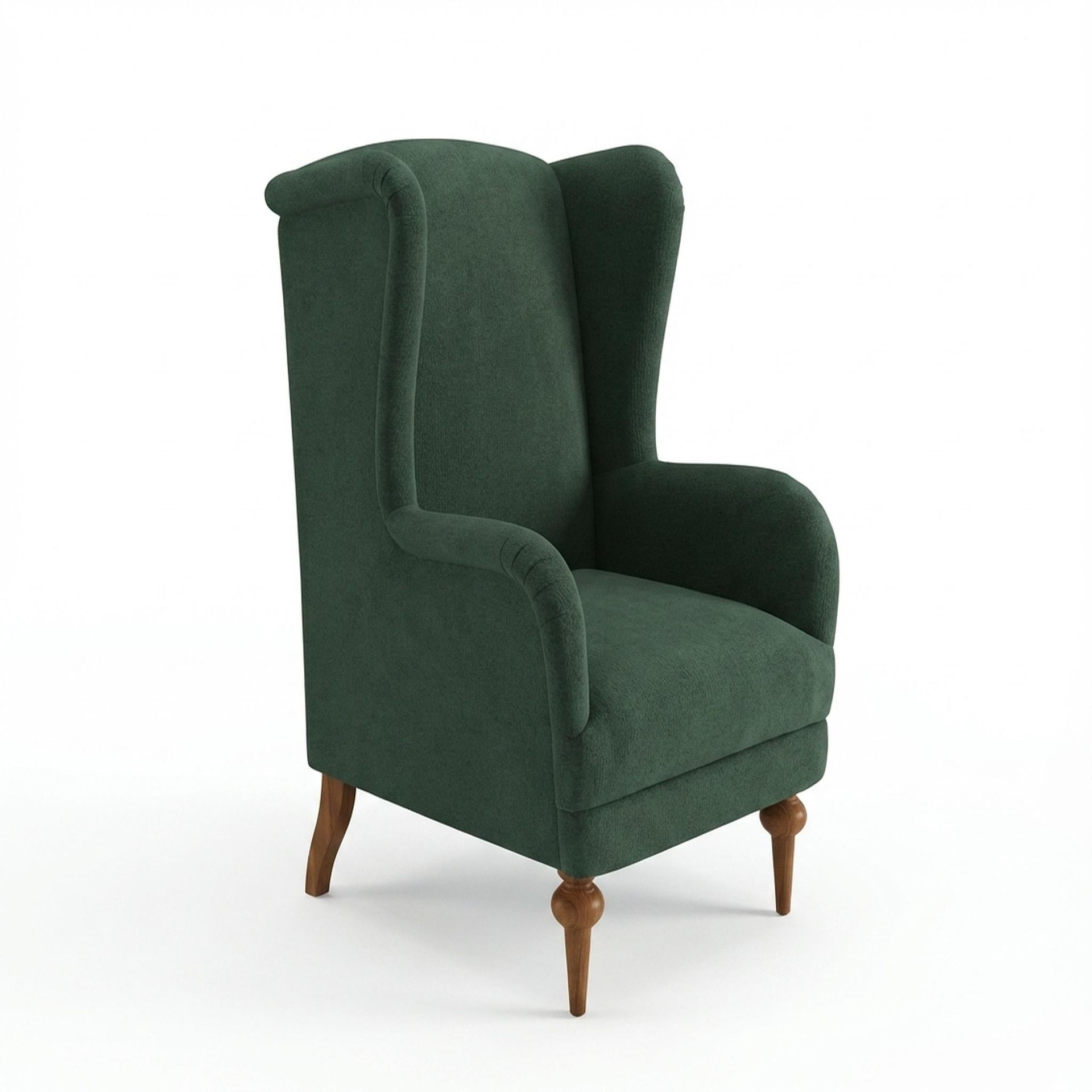 Lydia Accent Chair, Warm Cedar Legs Premium Powder green Upholstery
