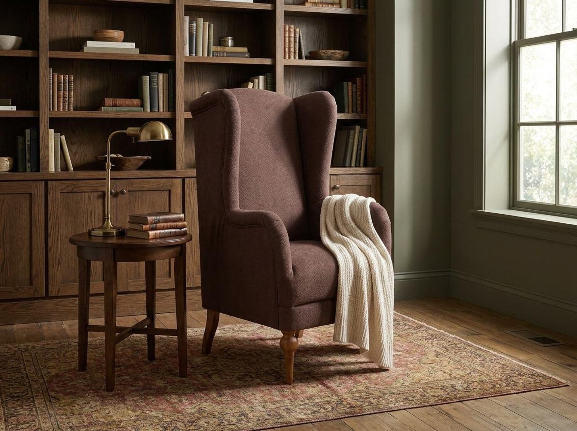 Lydia Accent Chair, Warm Cedar Legs Premium Ballet Pink Upholstery