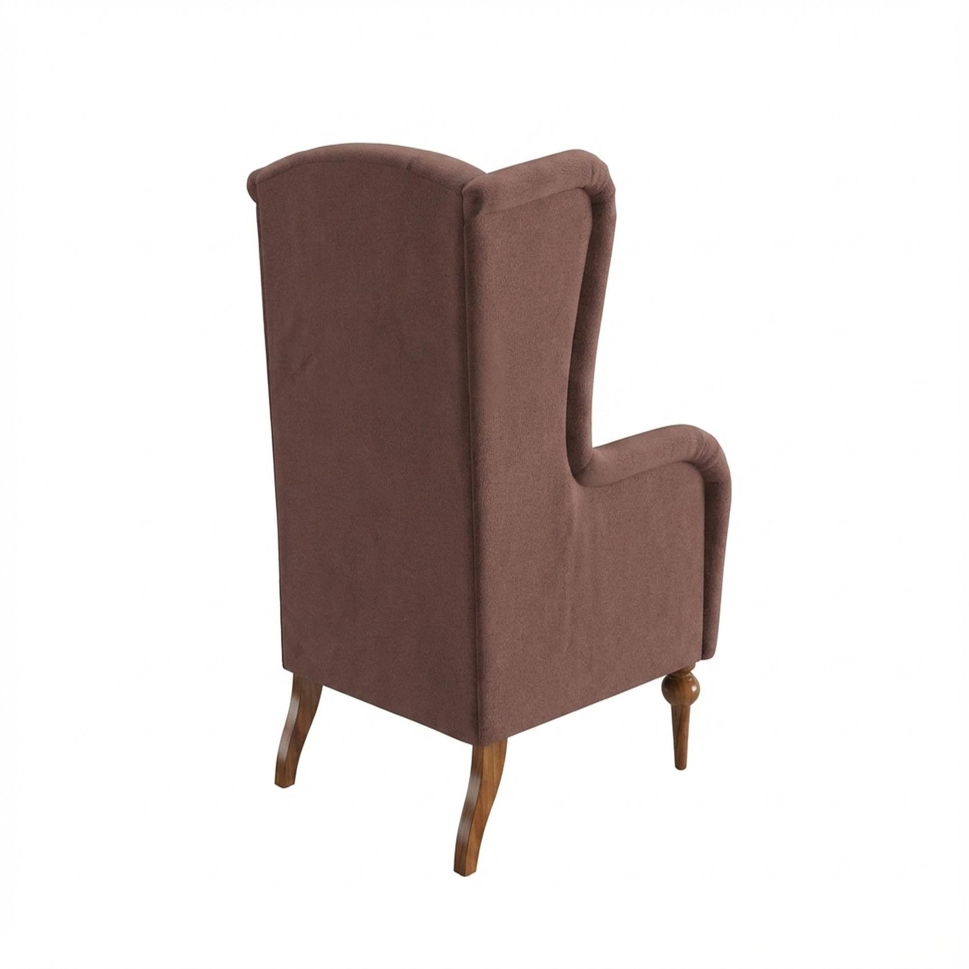 Lydia Accent Chair, Warm Cedar Legs Premium Ballet Pink Upholstery