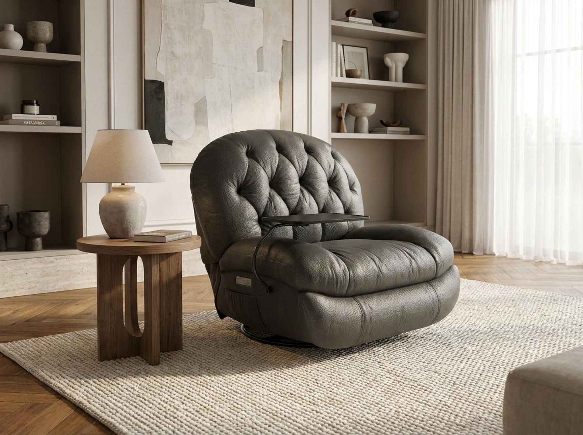 Matteo New Recliner, Electric, Chelsea Grey Aura Leather Essential