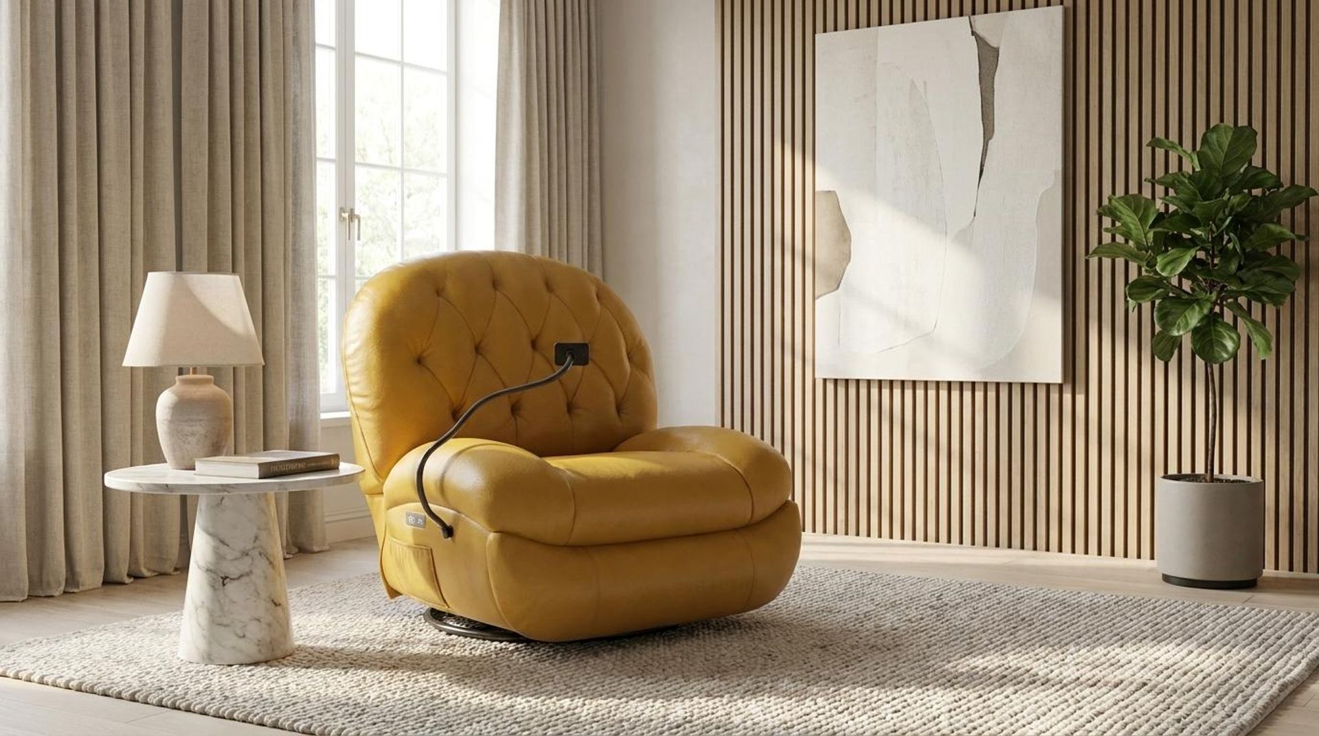 Matteo New Recliner, Electric, Golden Temple Aura Leather Essential