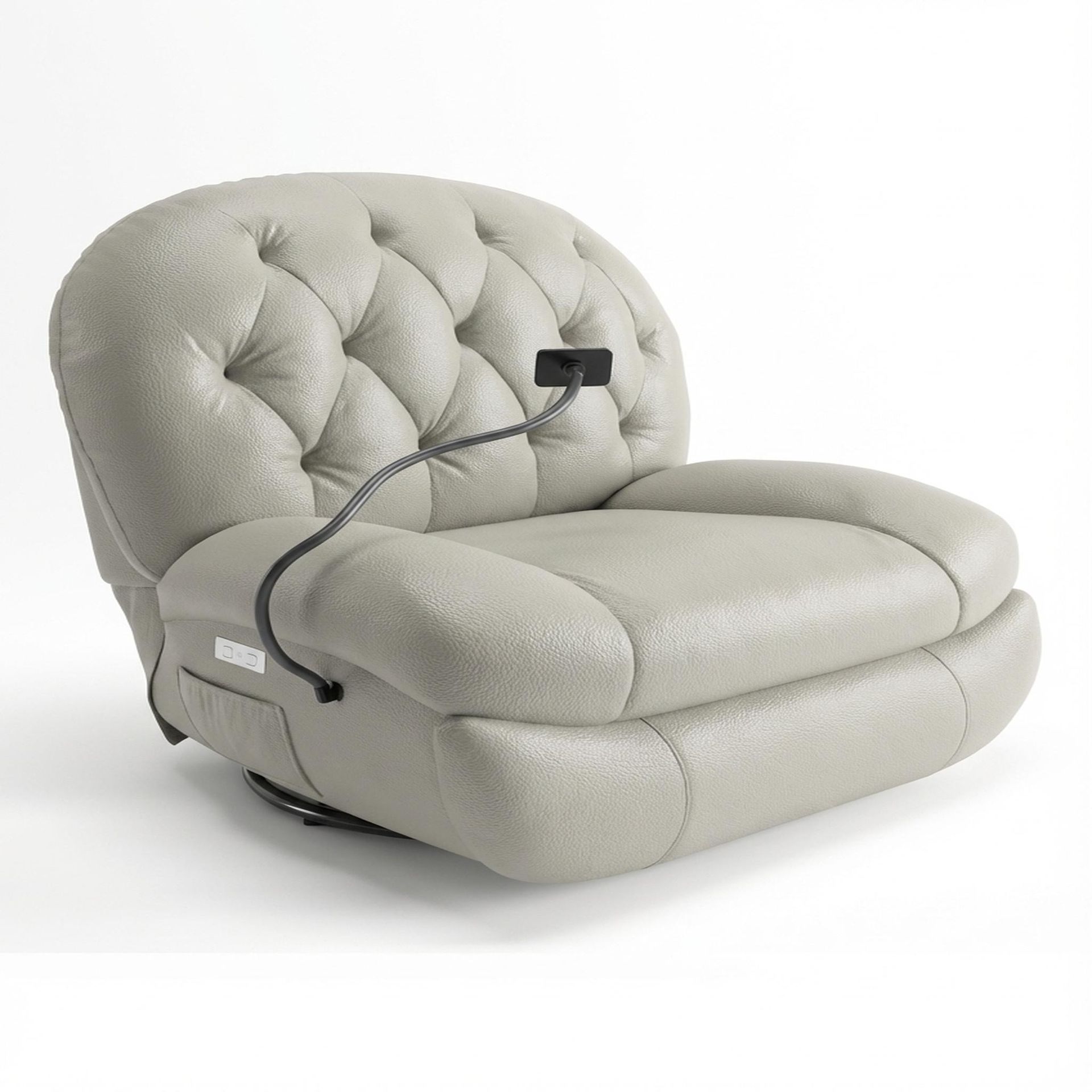 Matteo New Recliner, Electric, Alabaster Veil Vegan Leather