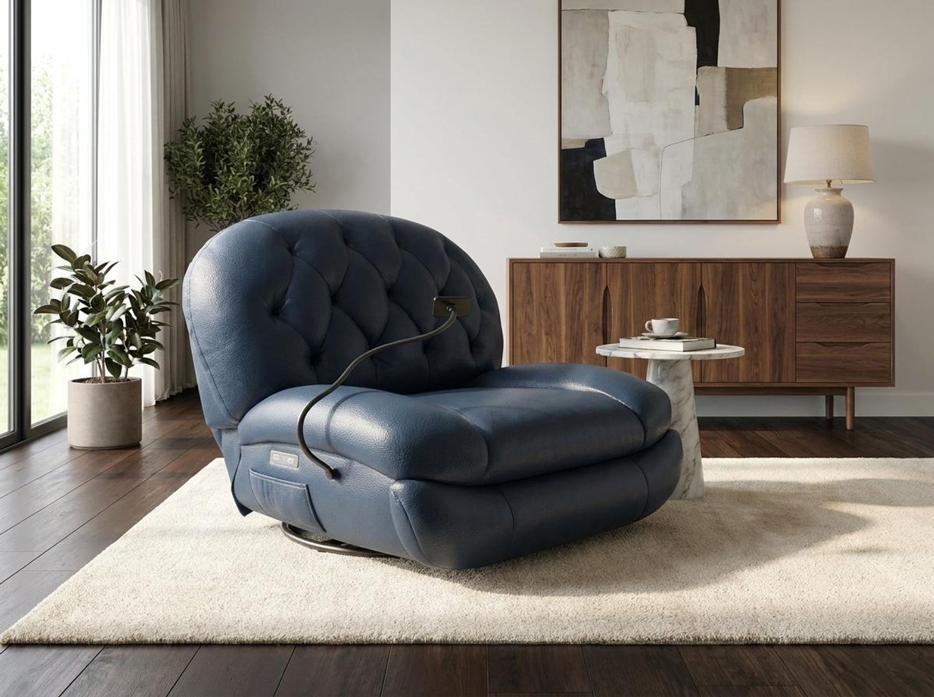 Matteo New Recliner, Electric, Cobalt Vegan Leather