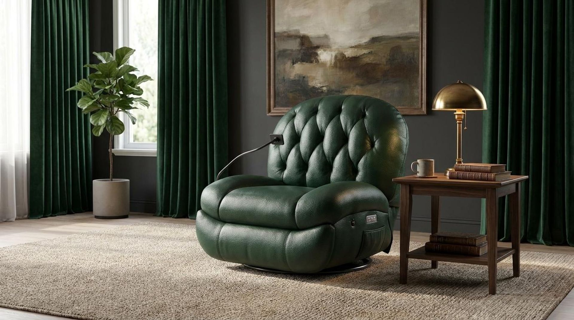 Matteo New Recliner, Electric, Valencia Green Vegan Leather