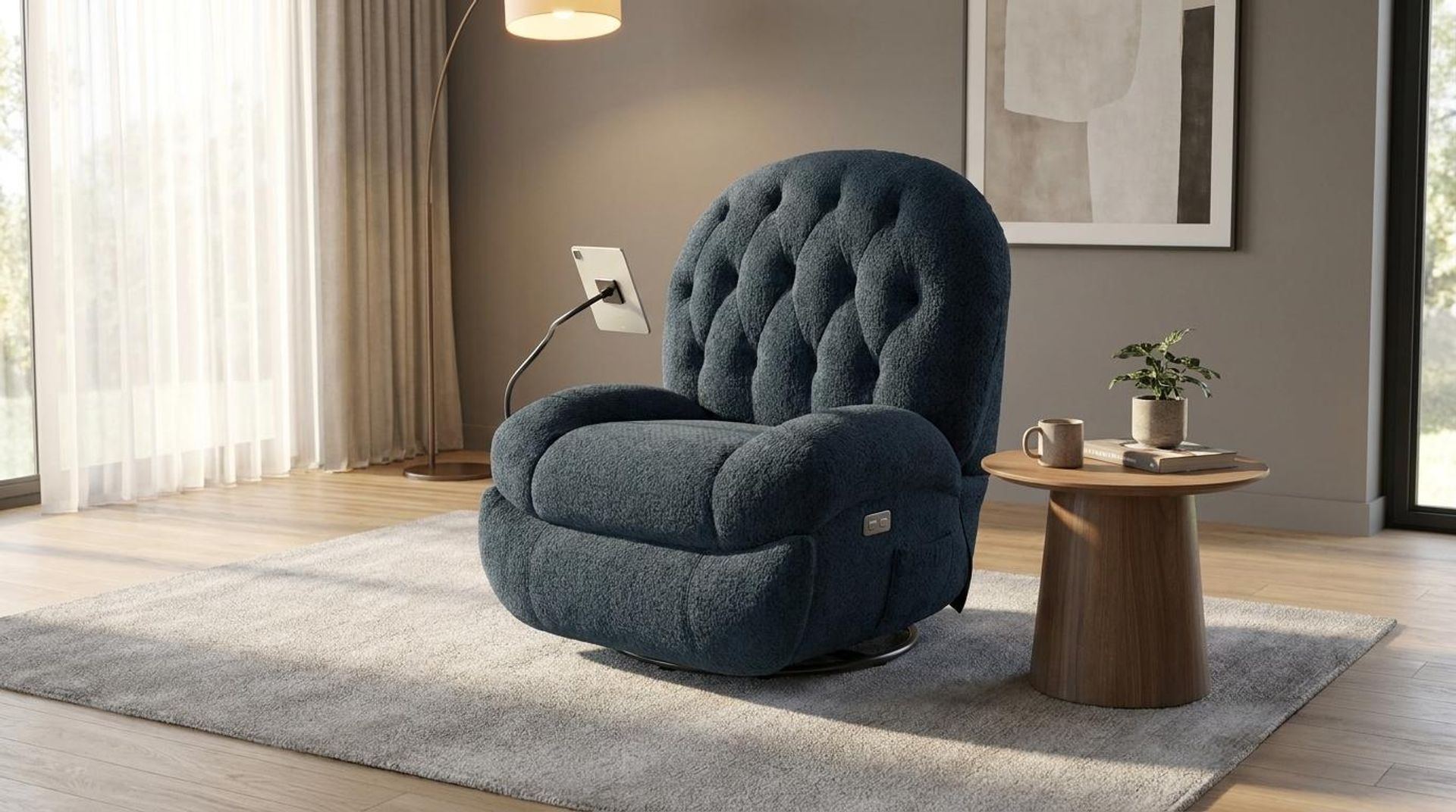 Matteo New Recliner, Electric, Royal Ink Elite