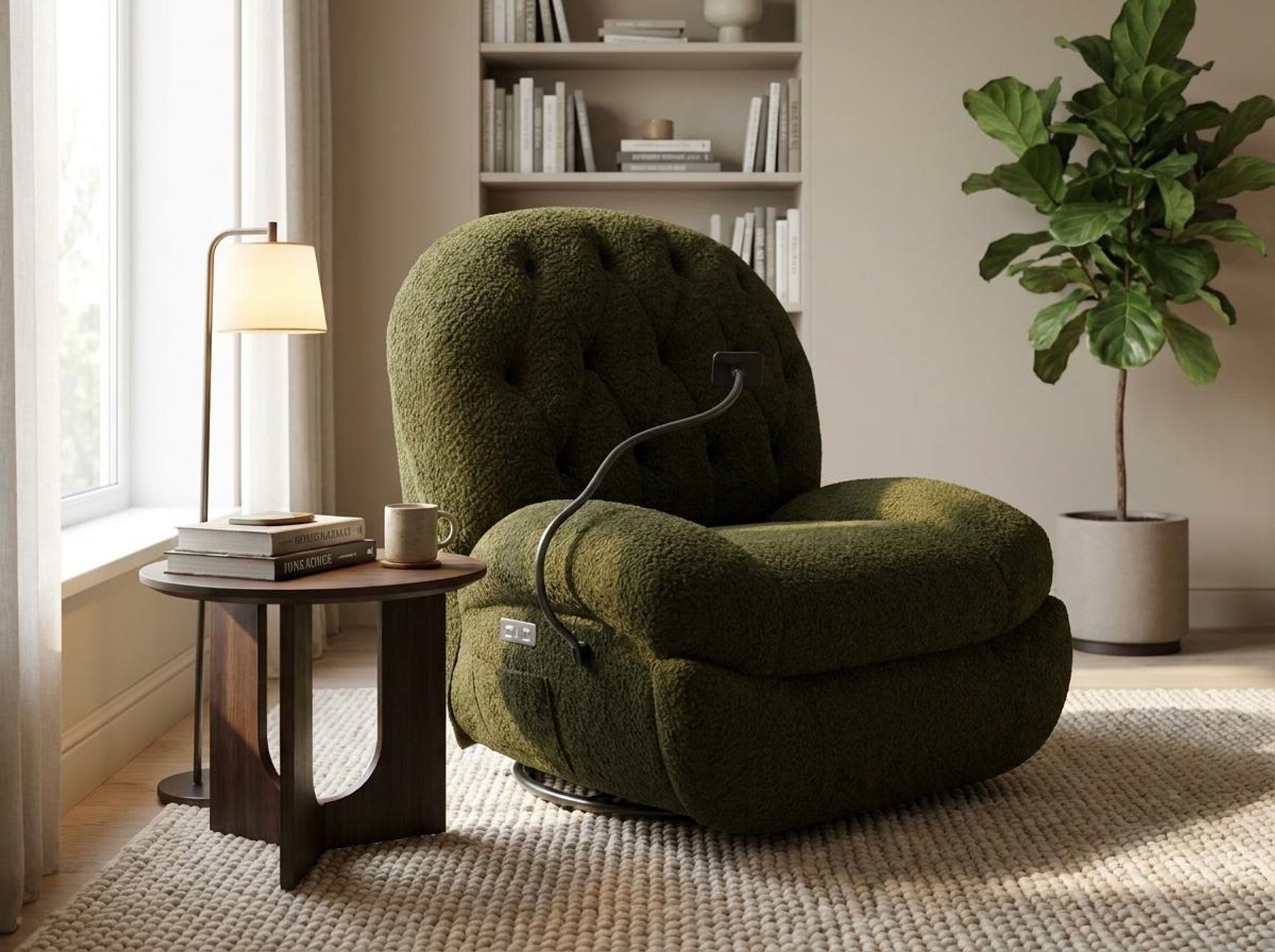 Matteo New Recliner, Electric, Shadow Moss Elite
