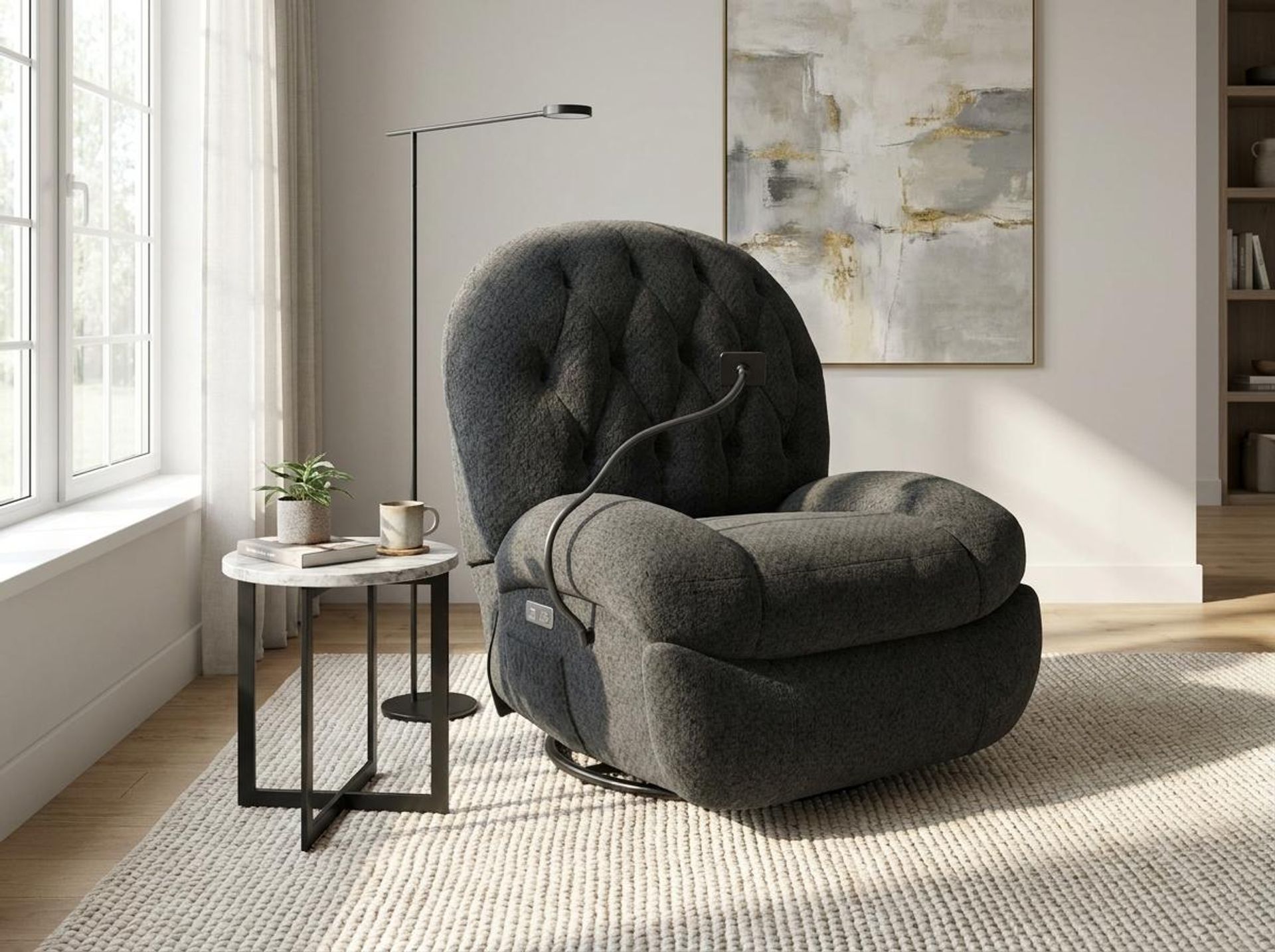 Matteo New Recliner, Electric, Graphite Charcoal Elite
