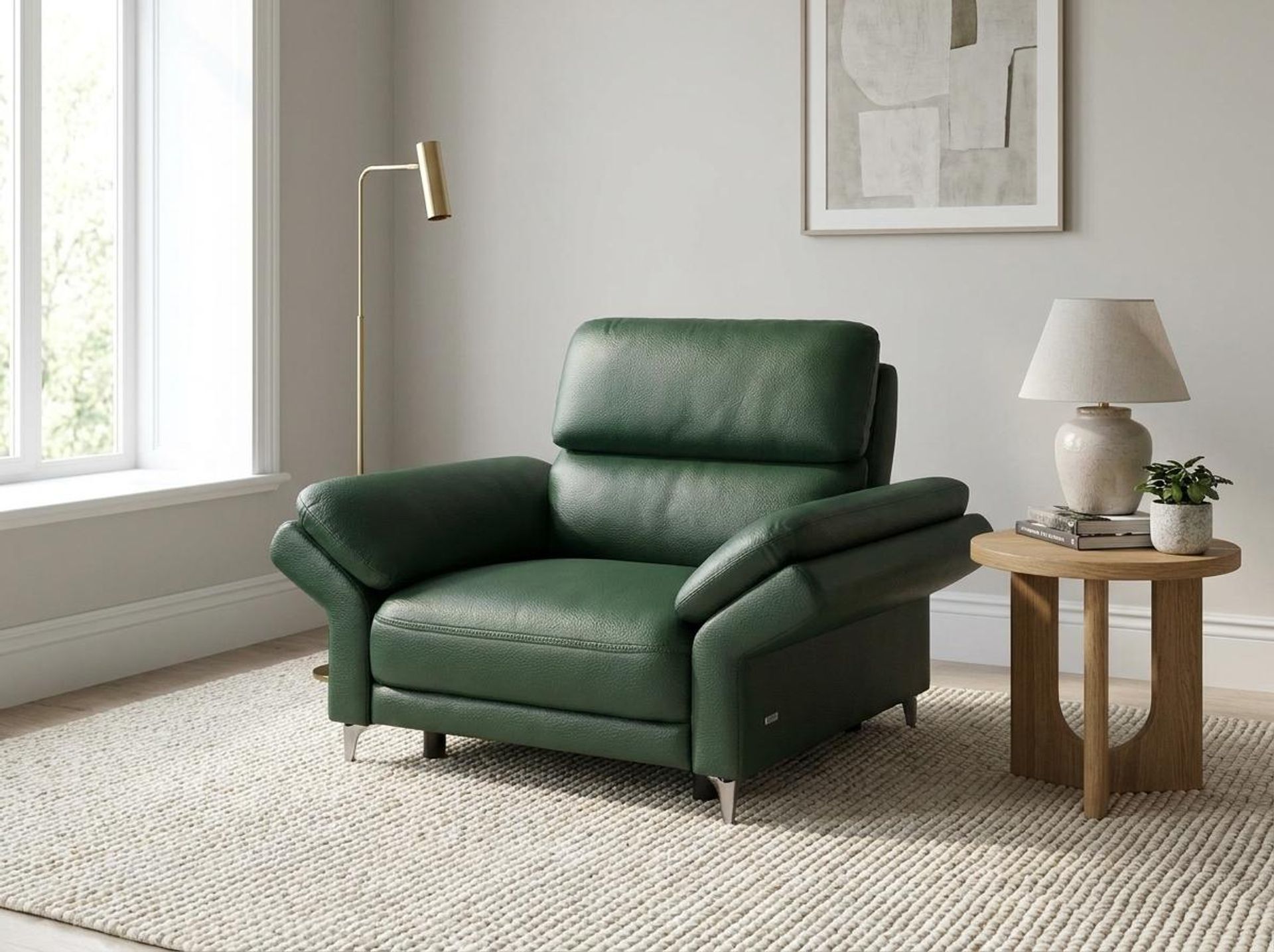 Olympus Relaxed Seat, 1 Seater Sofa, Valencia Green Vegan Leather