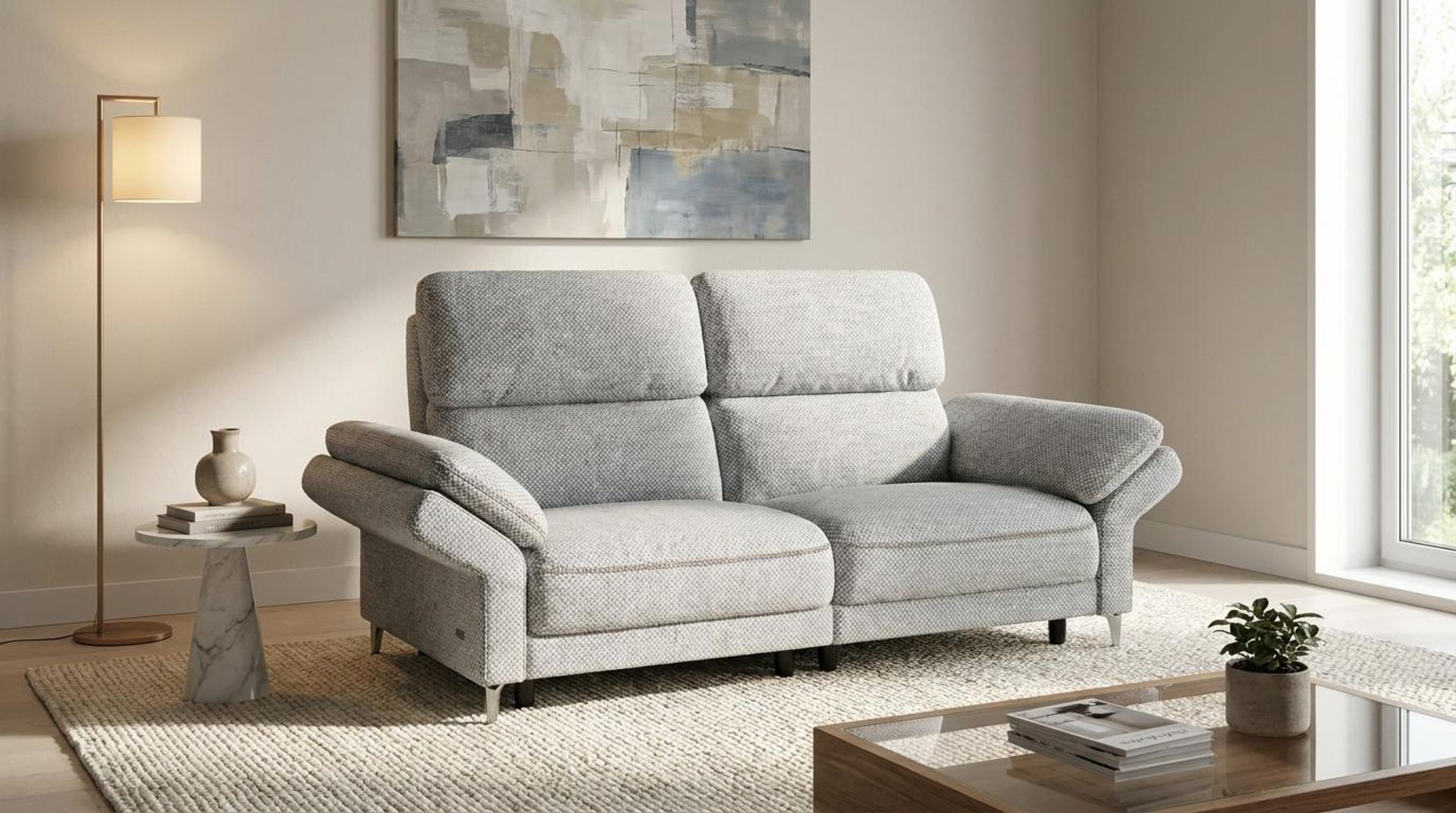 Olympus Relaxed Seat, 2 Seater Sofa, Opaline Snow Elite