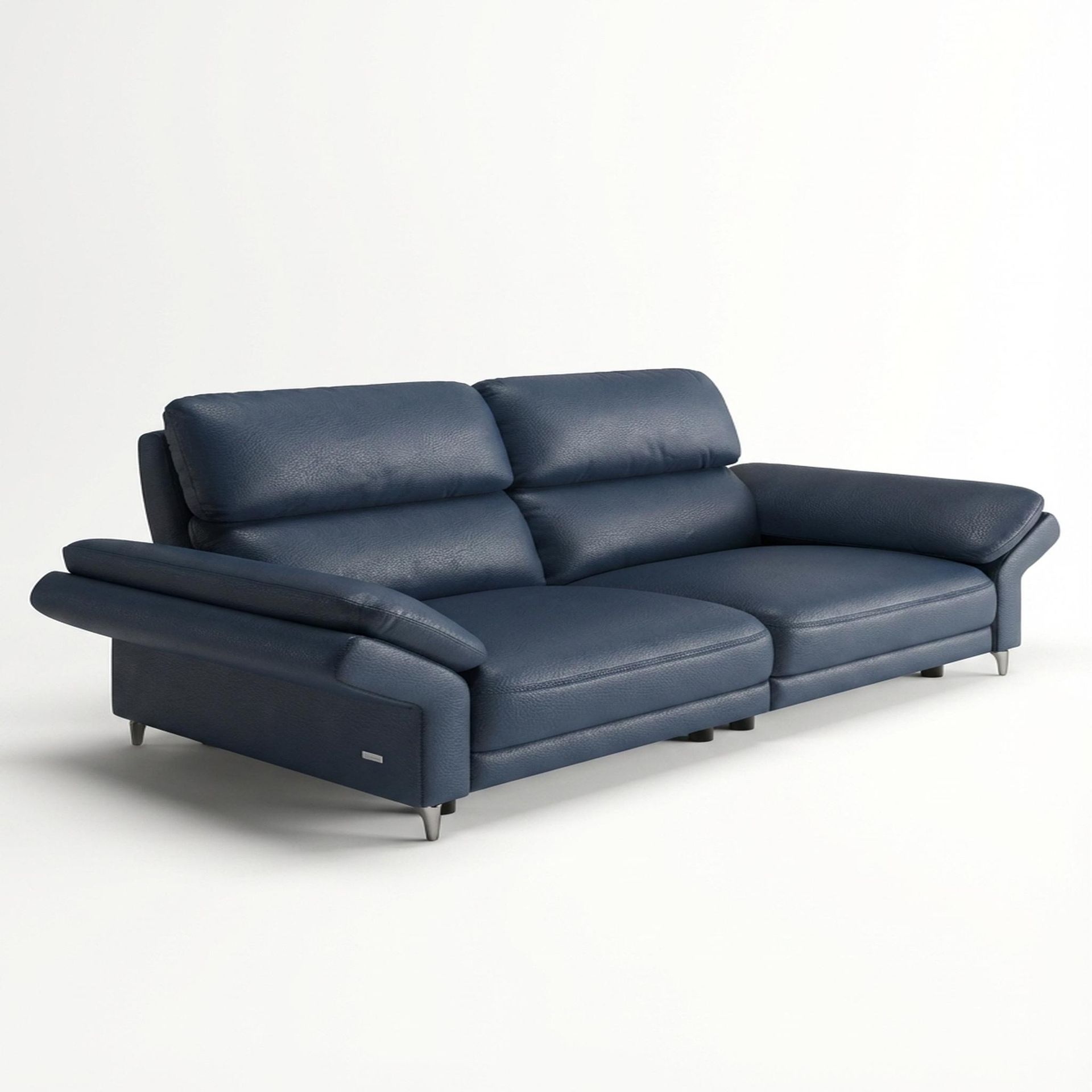 Olympus Relaxed Seat, 2 Seater Sofa, Cobalt Vegan Leather