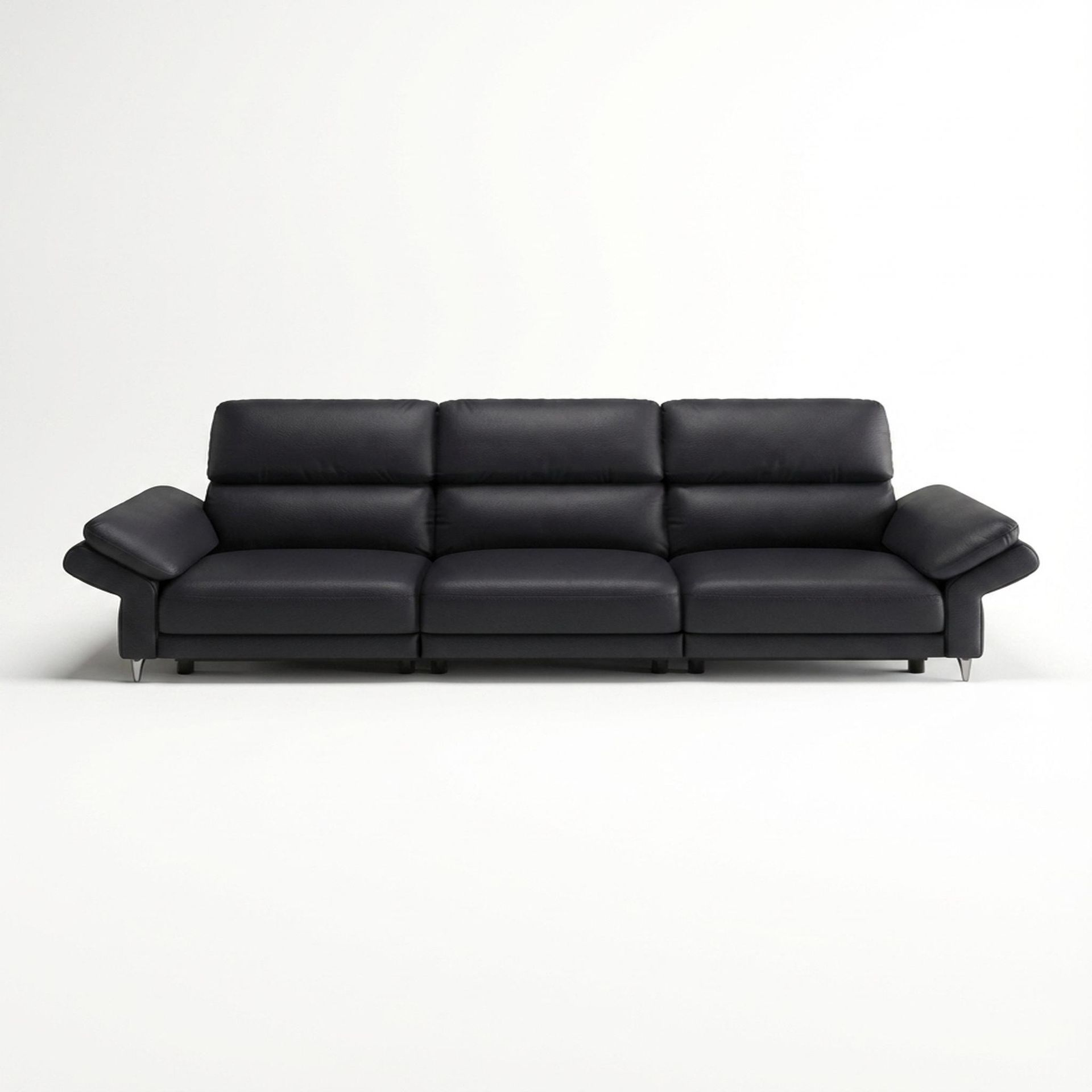 Olympus Relaxed Seat, 3 Seater Sofa, Mellow Black Leather Essential