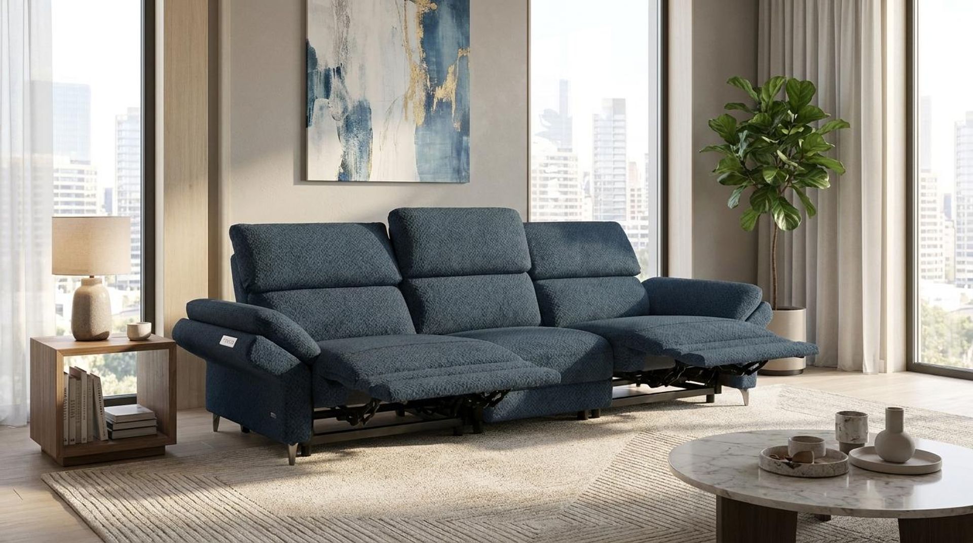 Olympus Relaxed Seat, 3 Seater (2 RR), Royal Ink Elite